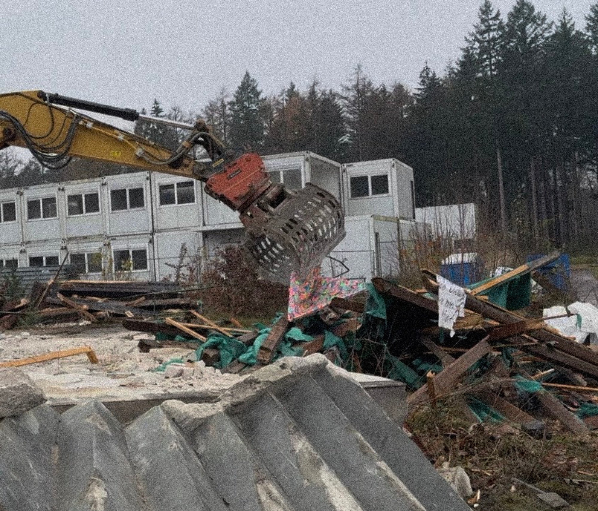 Living in a State of Disappearance, 2026. Video — 7 min. "Living in a State of Disappearance" documents the demolition of a building in which an artist's paintings were stored, watching the works transform into construction debris and enter systems o