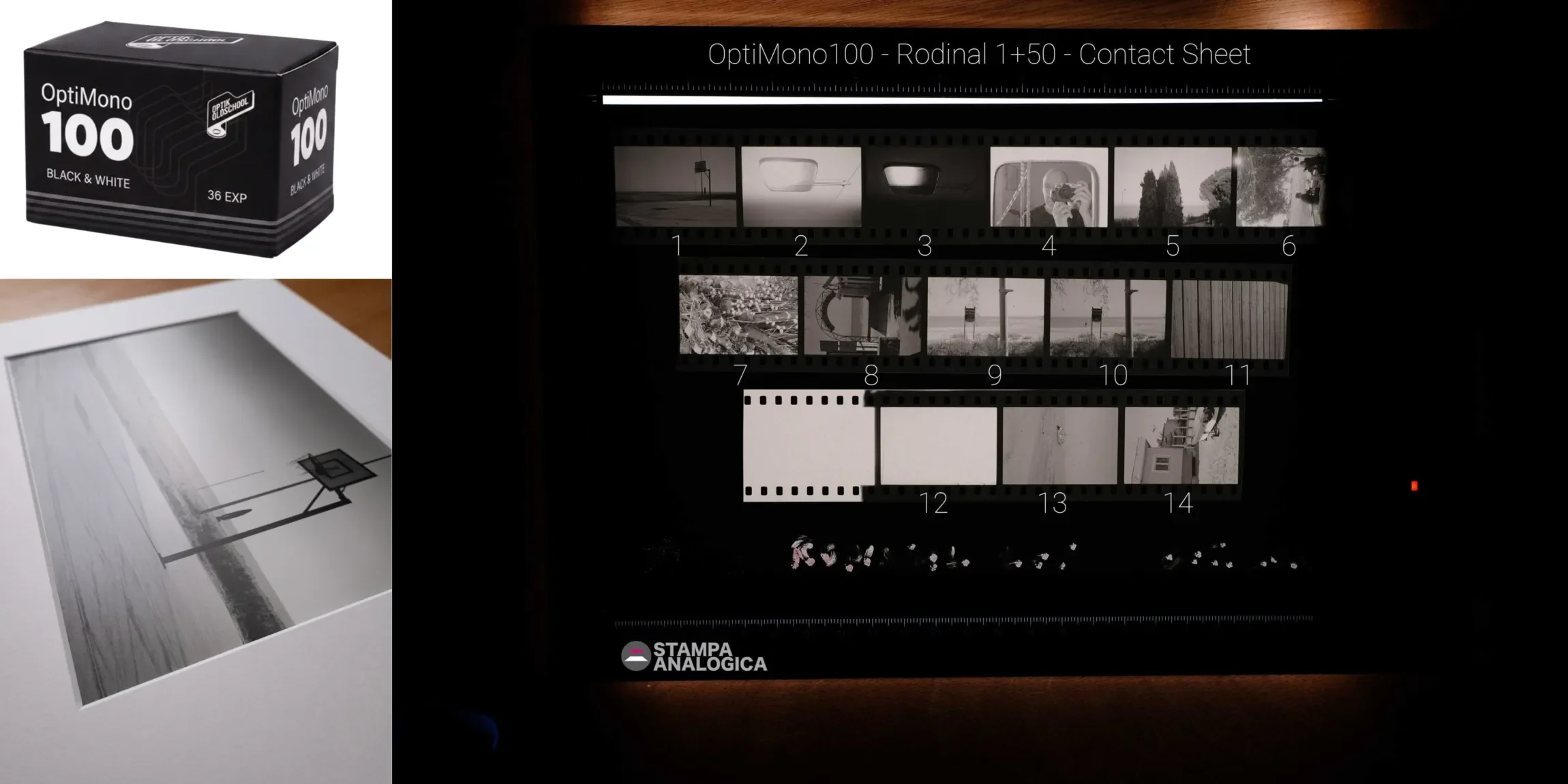 OptiMono 100 alla prova: Rodinal 1+50, dal negativo alla stampa
