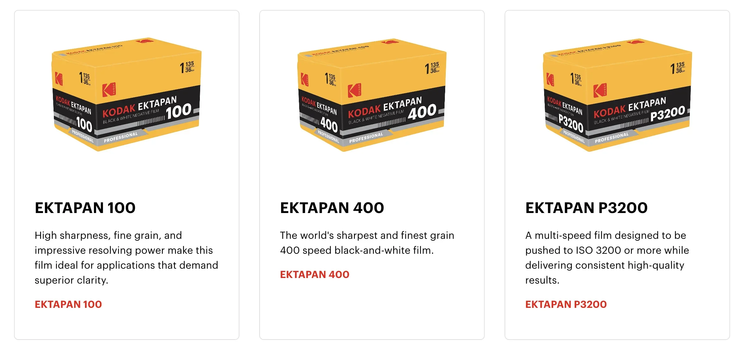 nuova linea Kodak pellicole Ektapan