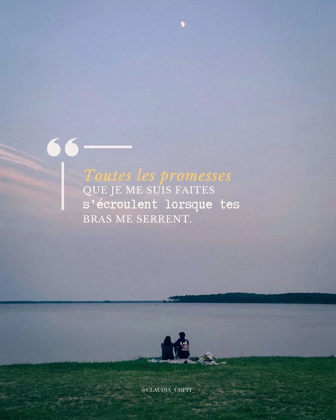 Les promesses que l&rsquo;on se fait &agrave; soi-m&ecirc;me ne sont pas forc&eacute;ment plus faciles &agrave; tenir ✨

Vous &ecirc;tes d&rsquo;accord ?

Je vous partage un petit extrait de mon roman, Le parfum sal&eacute; d&rsquo;un &eacute;t&eacut