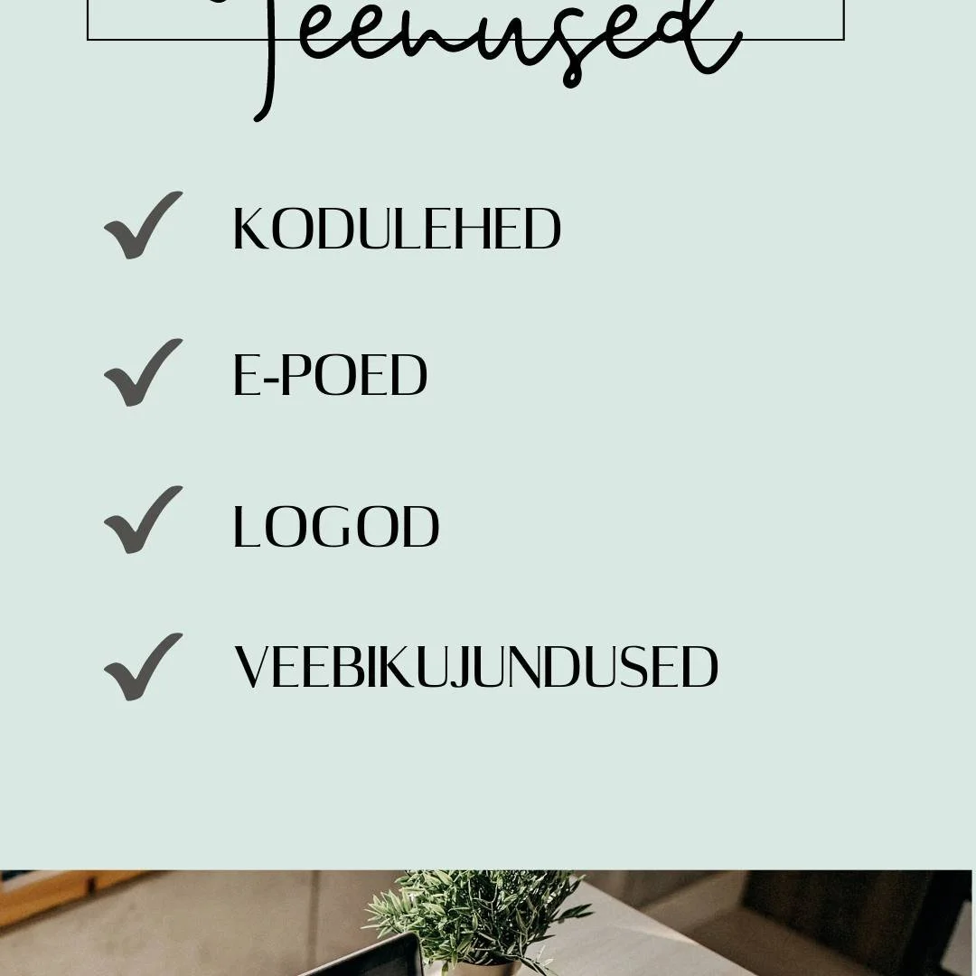 ✨ Unistuste veebileht on vaid &uuml;he sammu kaugusel!

Kas otsite t&auml;iuslikku veebilahendust oma ettev&otilde;ttele v&otilde;i br&auml;ndile? Siin teile suurep&auml;rane pakkumine! Koduleht, e-pood, logo kujundus ja veebikujundus - k&otilde;ik &