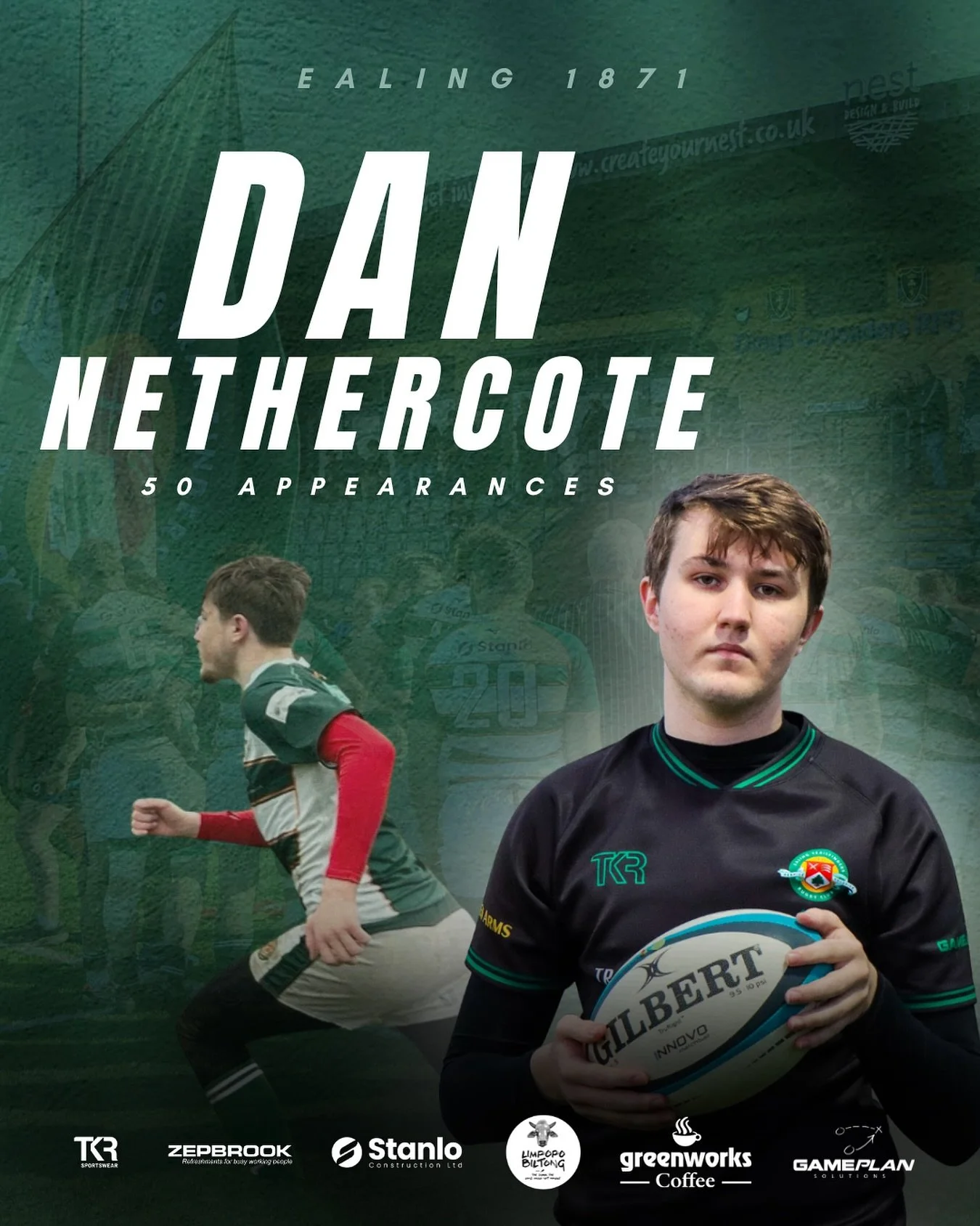 🎉 Nethercote hits 50!

Congrats to Dan Nethercote picking up his 50th appearance for the club this weekend! 💚 Always up for a game and a handful on the wing, Dan brings energy and determination every time he pulls on the shirt. Dynamic in defence a