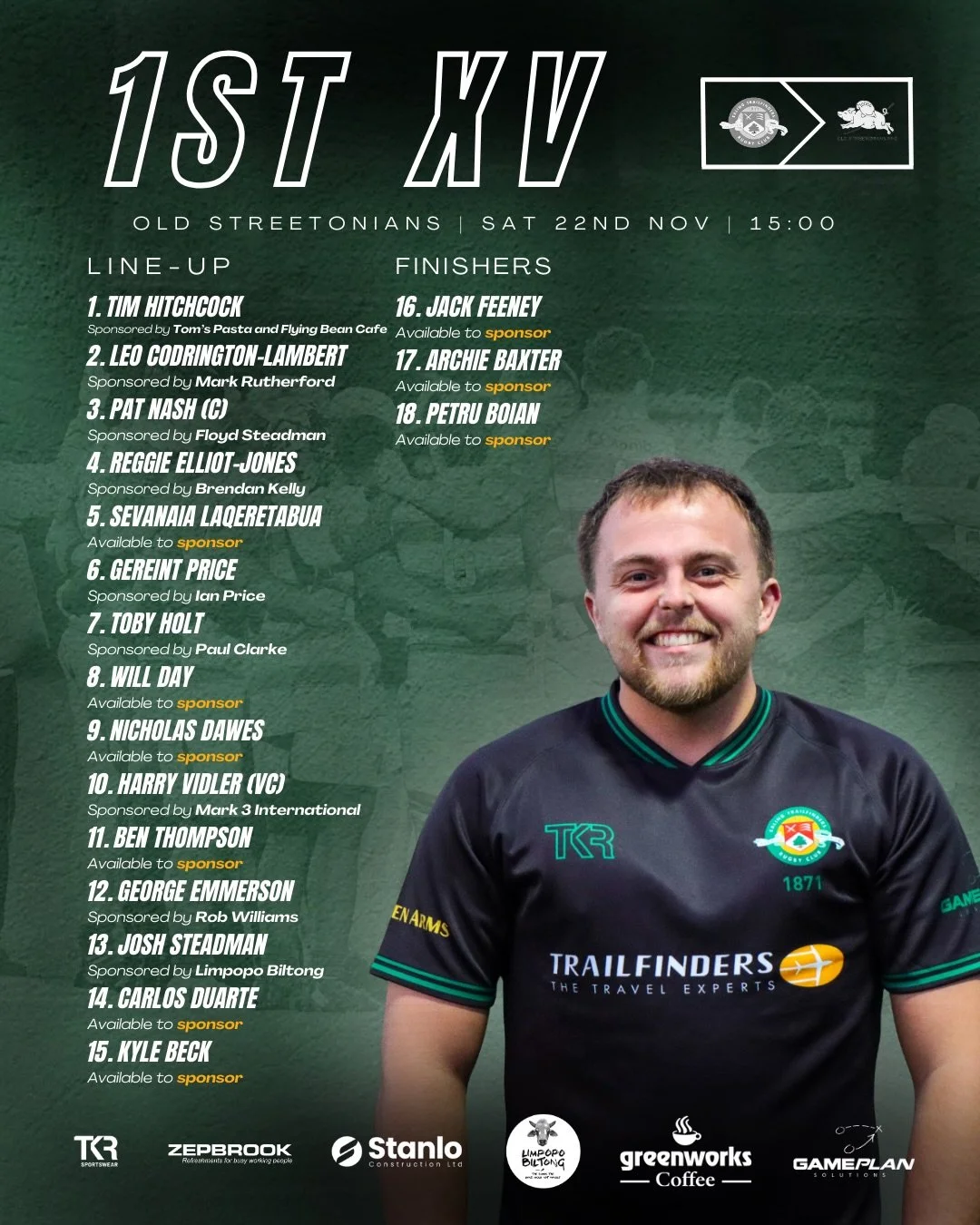 Here are today&rsquo;s 1871 sides taking the field at @trailfinderssportsclub 💚

Toda kicks off with the 2nd XV taking on @rosslynparkbs at 13:30! 

Later at 15:00, the 1st XV take on @oldstreetrugby! 

Get down to the club today to support the lads