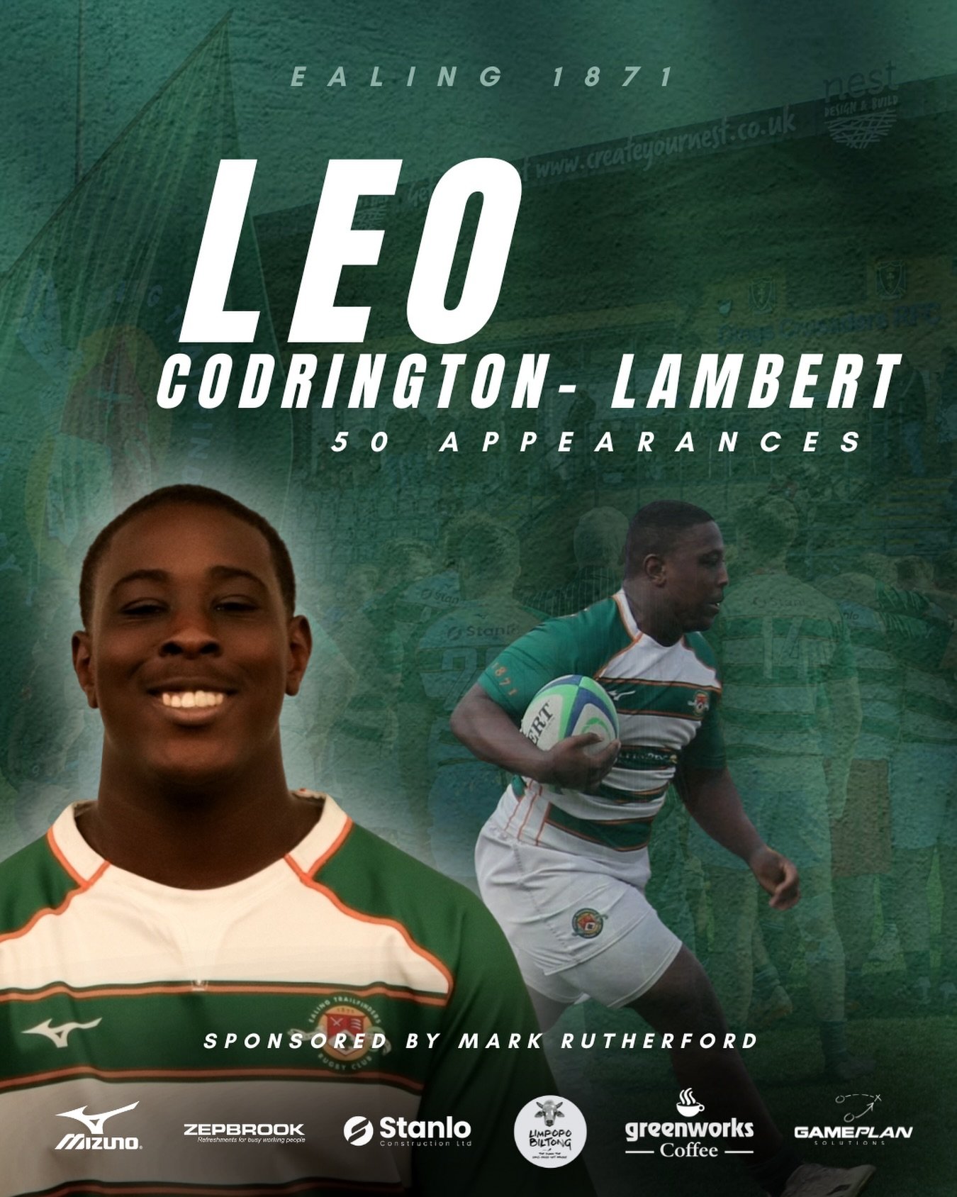 Huge congratulations to Leo Codrington-Lambert who takes the field for his 50th senior appearance today against Old Streetonians!

Leo joined us in 1871 straight from the Colts and quickly established himself as one of the premier front row options a