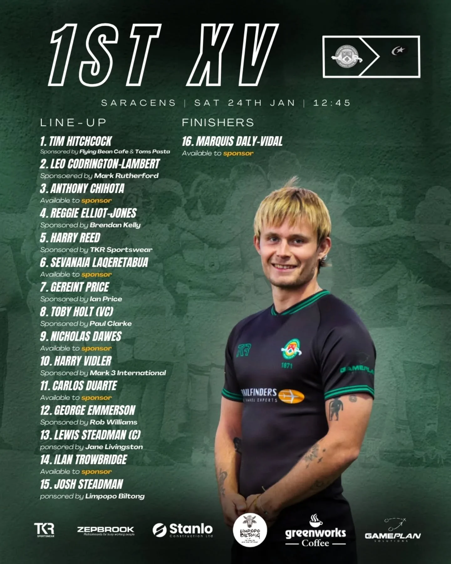 PROPER 1871! 

We're back with three home games at @trailfinderssportsclub! 

Affairs kick off at 12:45 as the 1st XV host Saracens amateurs. 

Then at 2pm, the 2nd XV face some tough competition as local rivals London Japanese bring an exciting styl