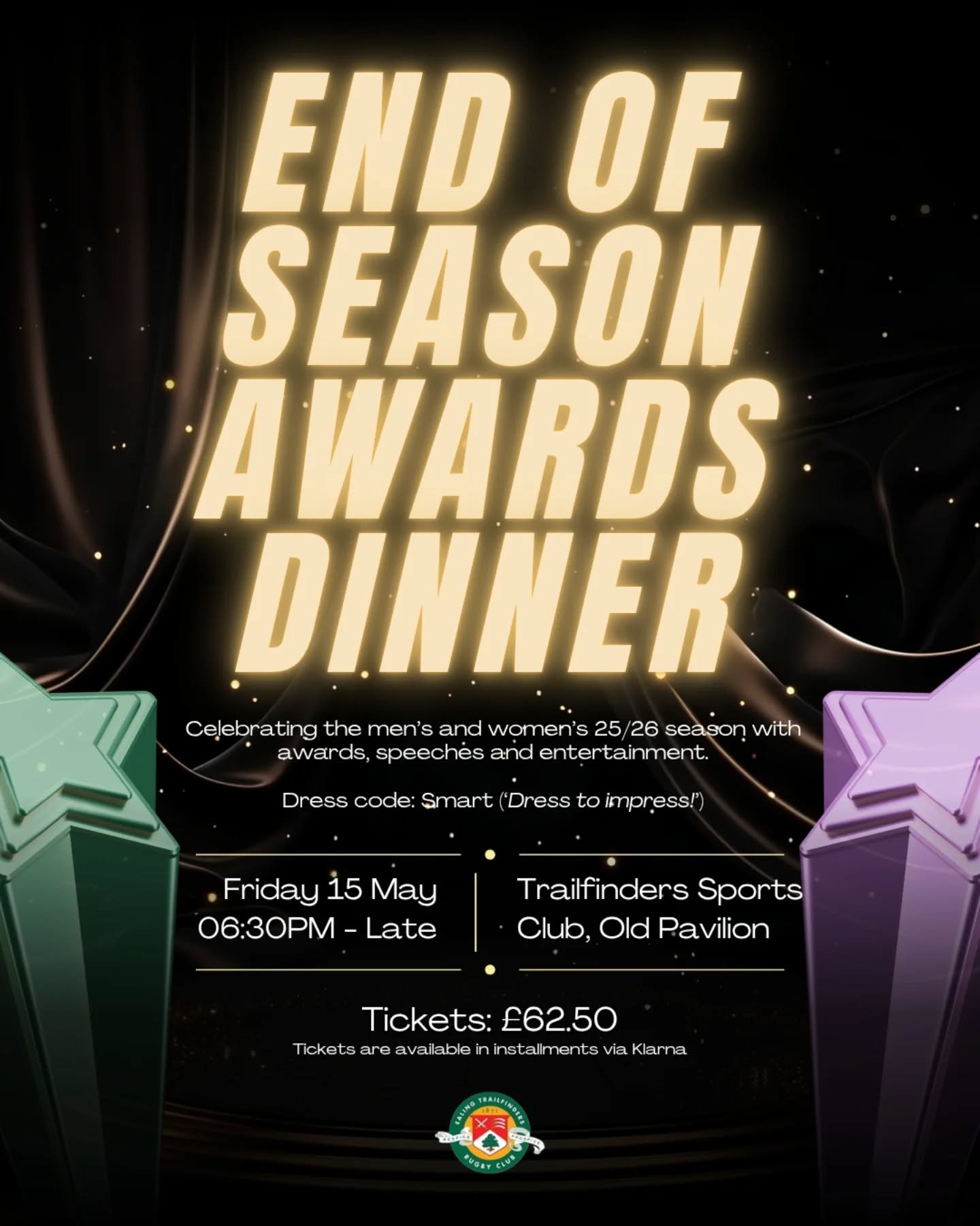 It is time to celebrate every milestone from across the club here at 1871. 💚

Join us for the 1871 Men&rsquo;s and Women&rsquo;s End of Season Awards Dinner as we toast to a year of hard work and triumphs. 🏆

🕑 When: Friday 25 May | 6:30pm till la