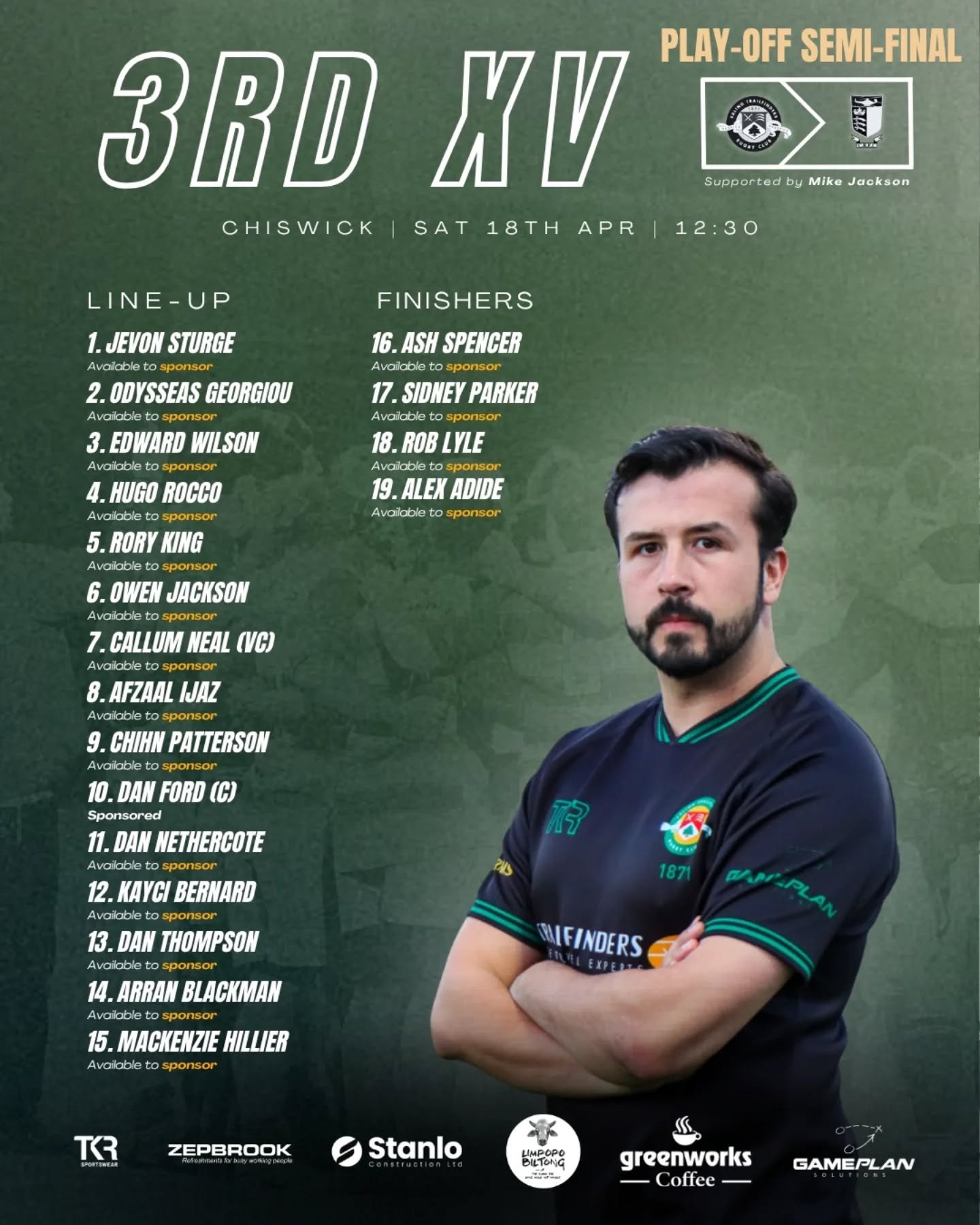 Here we go! Play-offs start today as we host Chiswick at Trailfinders Sports Club! Kick off 12:30! Get down to support the lads 💚 #bleedgreen eedgreen
