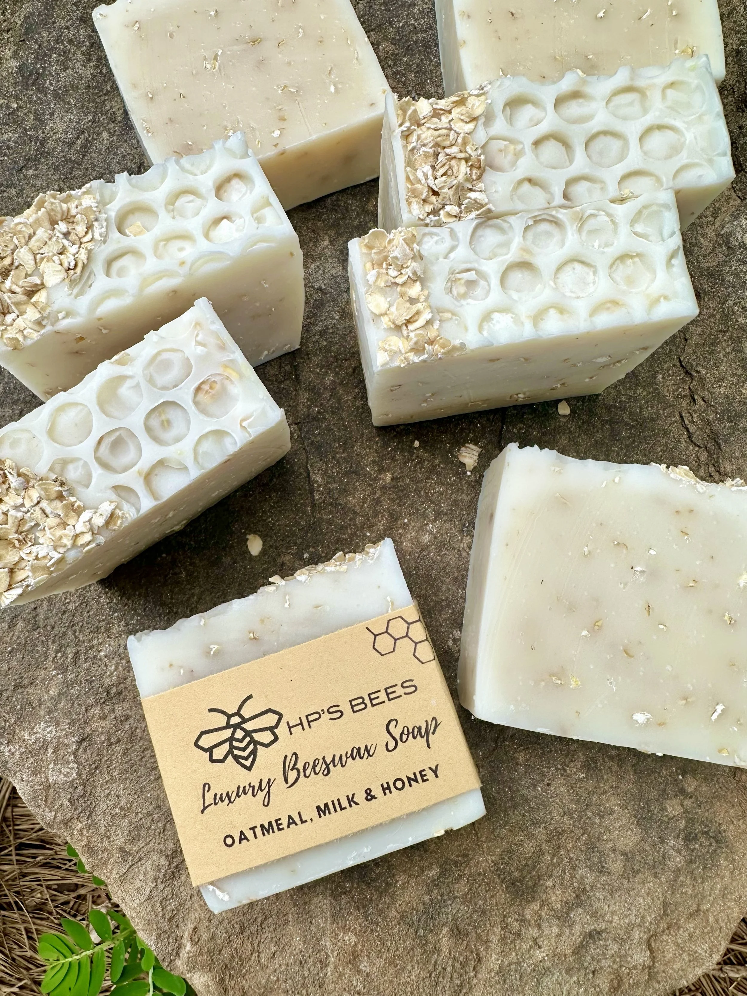 Oatmeal, Milk & Honey Beeswax Soap - with all natural beeswax, straight from our hives. Made by bees. Cold Process, Natural soap
