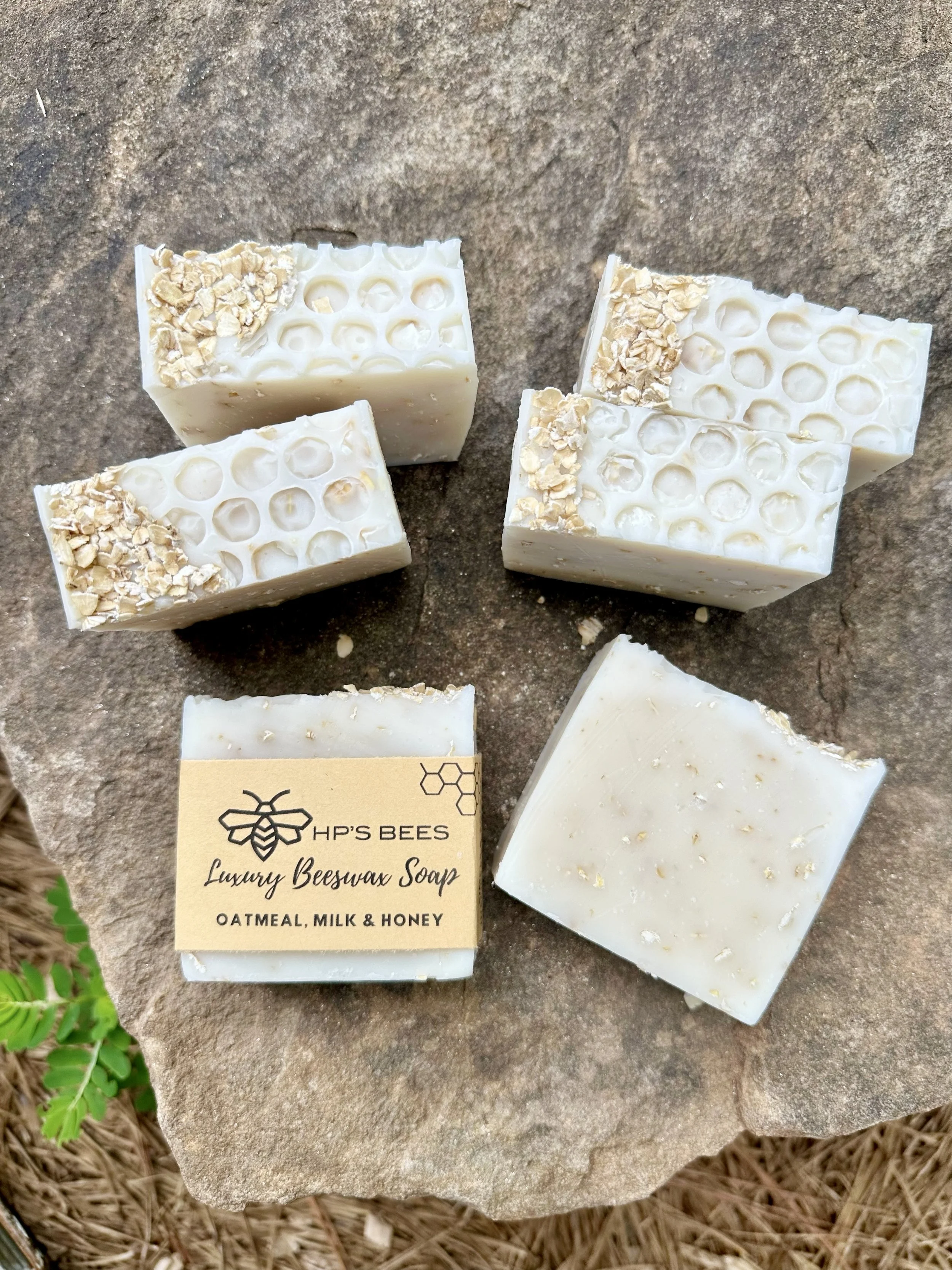 Oatmeal, Milk & Honey Beeswax Soap - with all natural beeswax, straight from our hives. Made by bees. Cold Process, Natural soap
