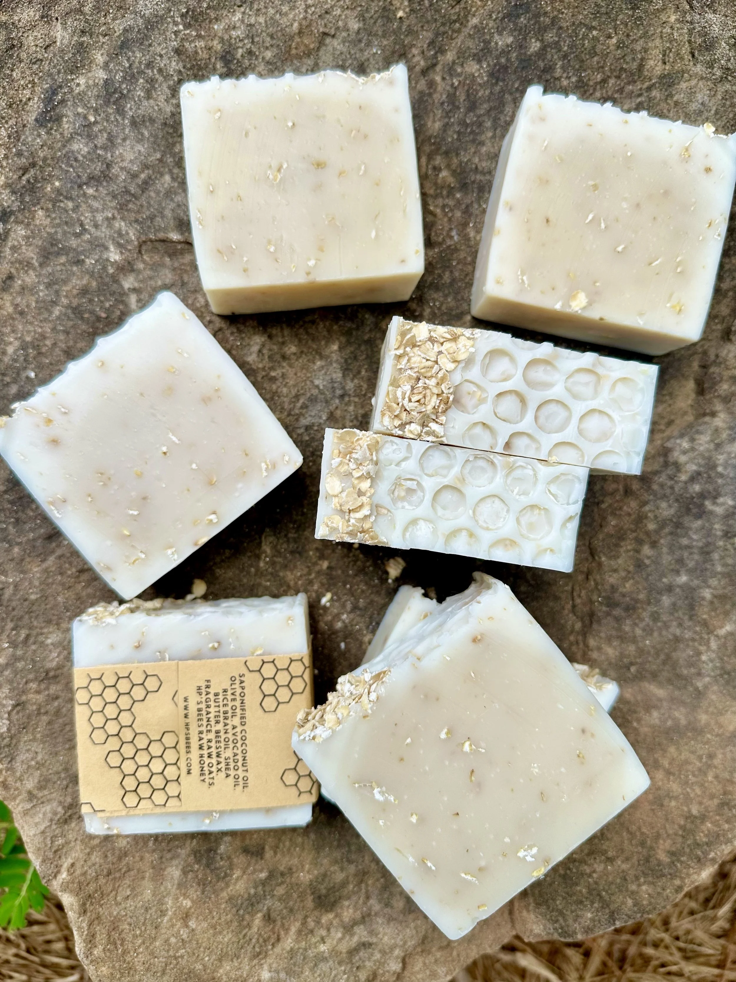 Oatmeal, Milk & Honey Beeswax Soap - with all natural beeswax, straight from our hives. Made by bees. Cold Process, Natural soap