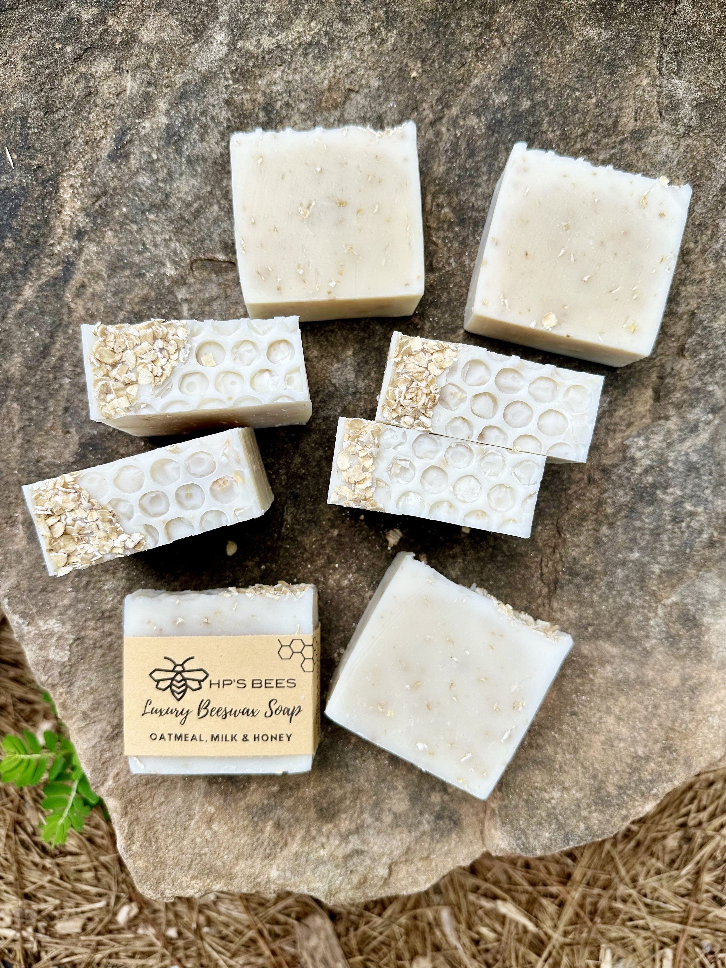 Oatmeal, Milk & Honey Beeswax Soap - with all natural beeswax, straight from our hives. Made by bees. Cold Process, Natural soap
