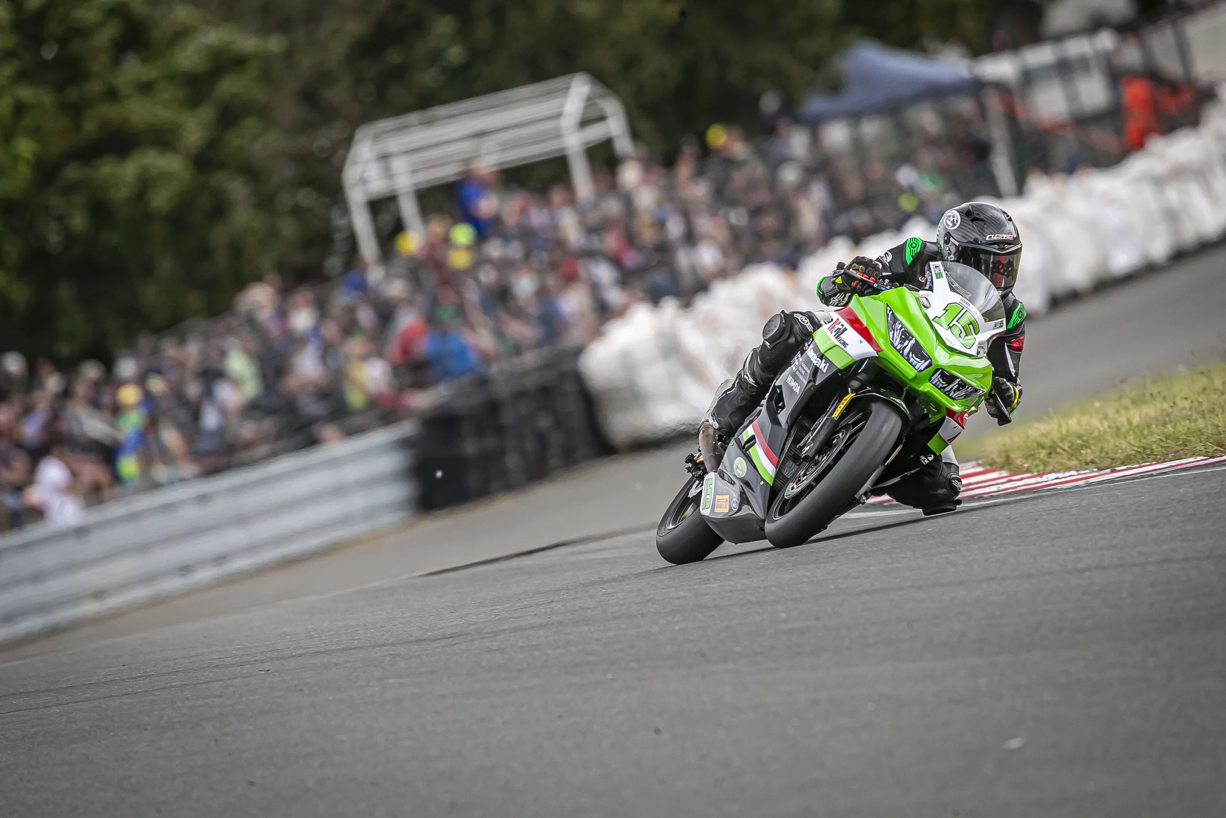 Lukács Owen riding in front of 39.000 people at the iconic Schleizer Dreieck, Germany