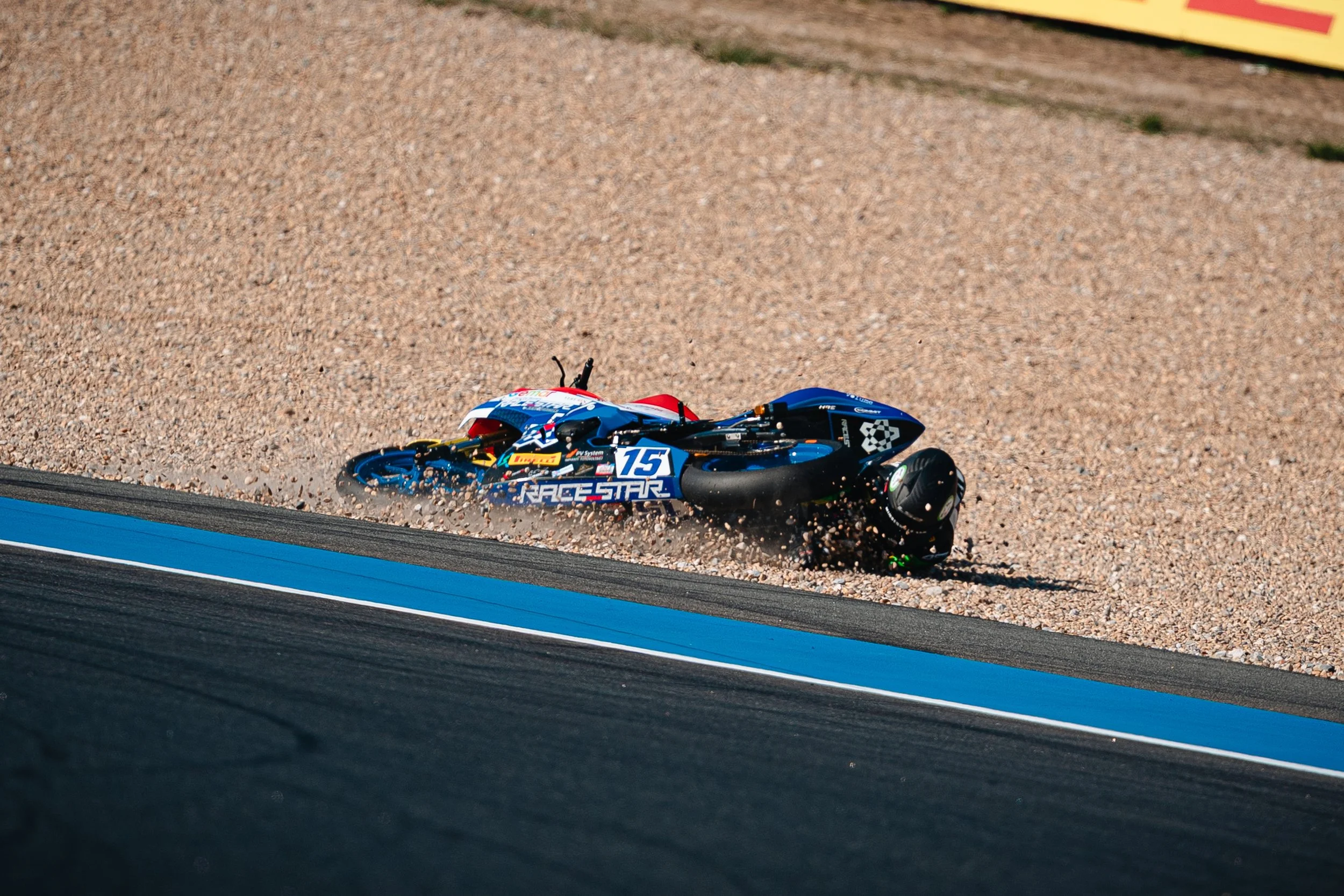 Lukacs Owen crashing at the WorldSBK in Estoril