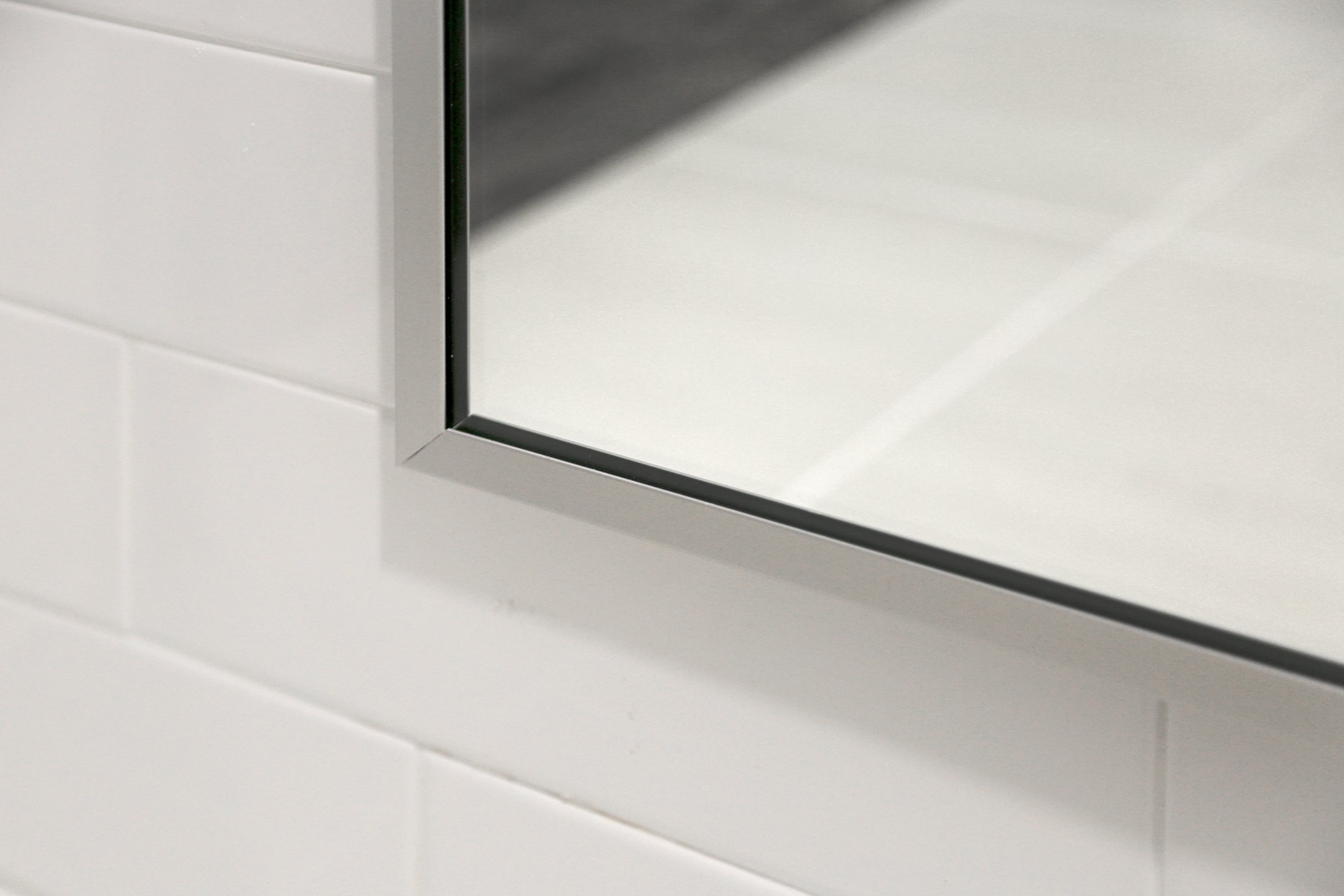 Aluminum-Framed Mitered Glass Bathroom Mirror