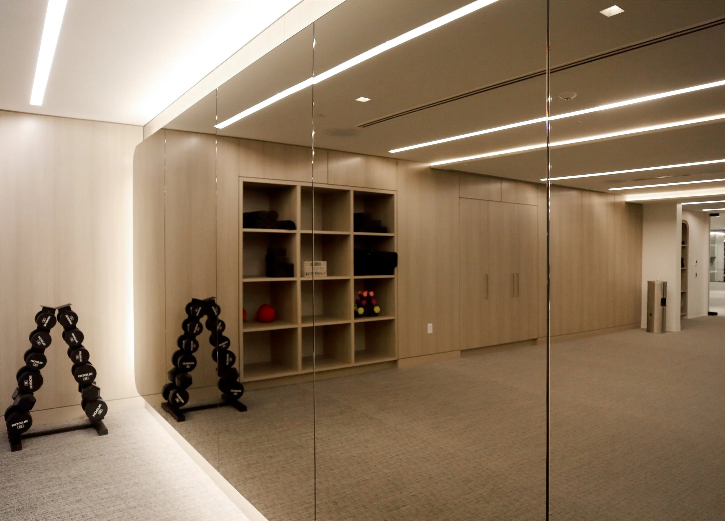 Custom Full-Wall Backlit Gym Mirror