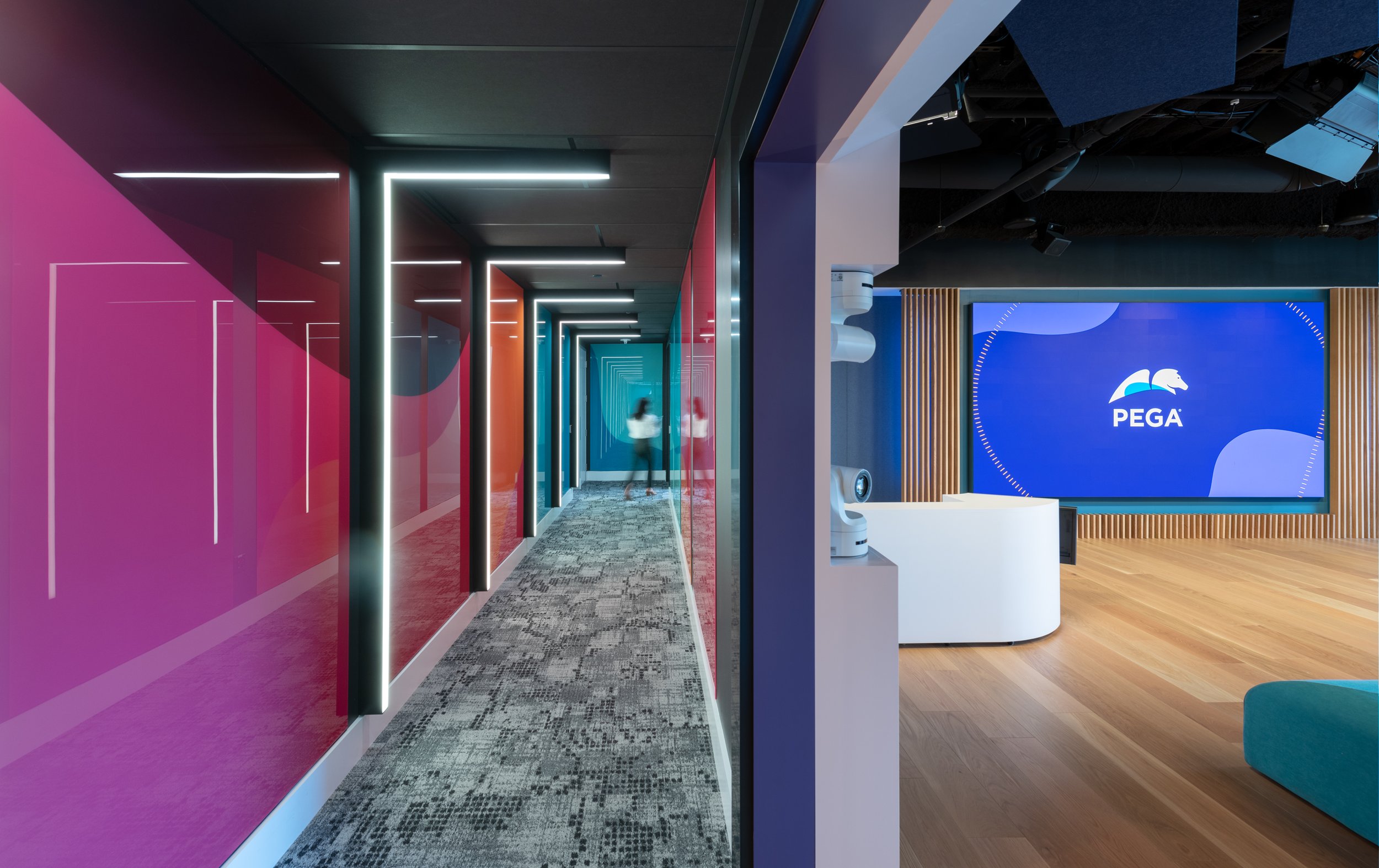 Bright Colored Specialty Glass Hallway
