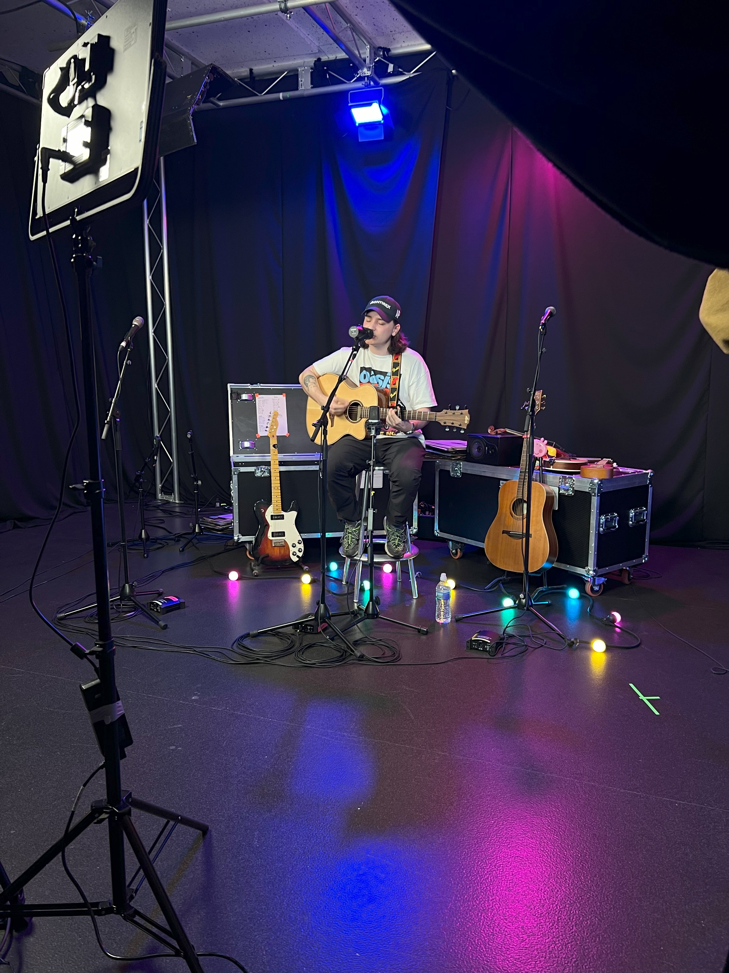 Harry McKenny performing in a livestreaming studio Liverpool