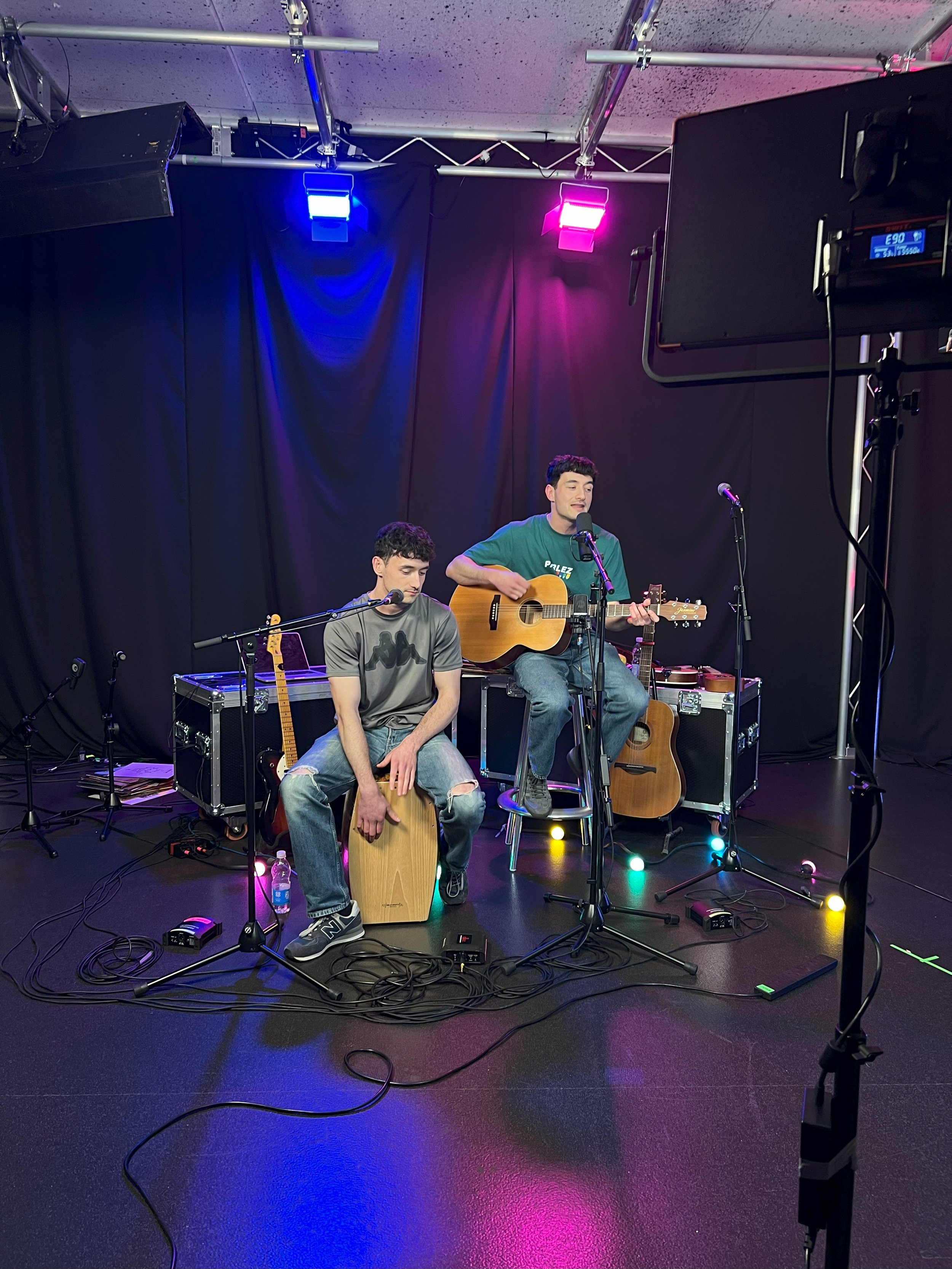 The Kowloons performing in a recording studio Liverpool