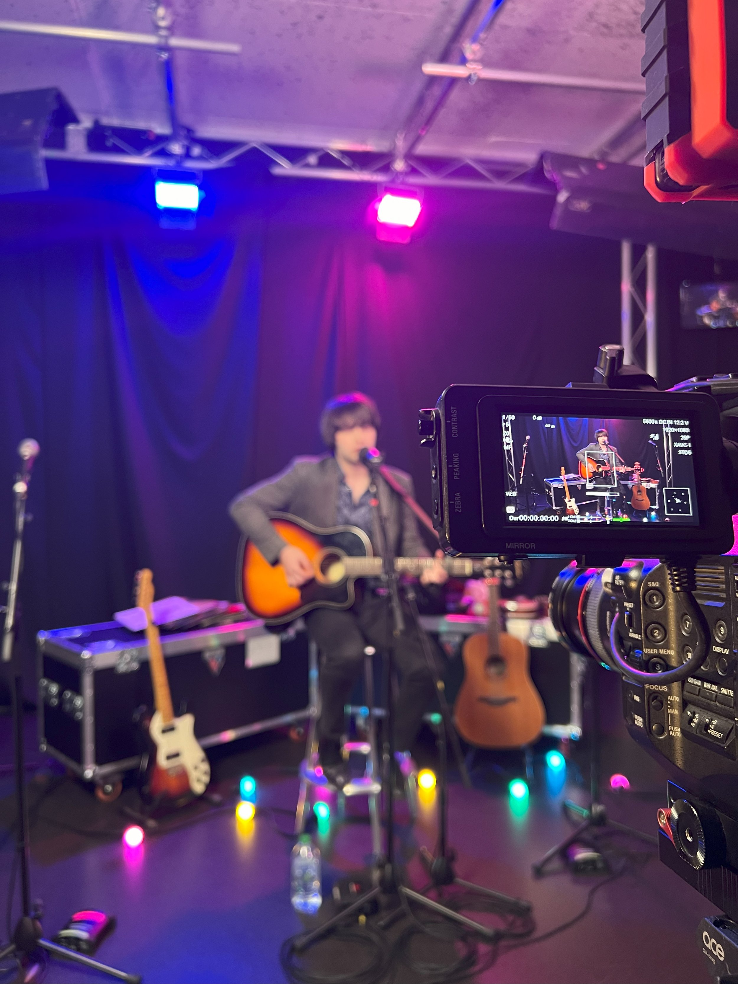 Paul Askew performing in a studio for hire Liverpool