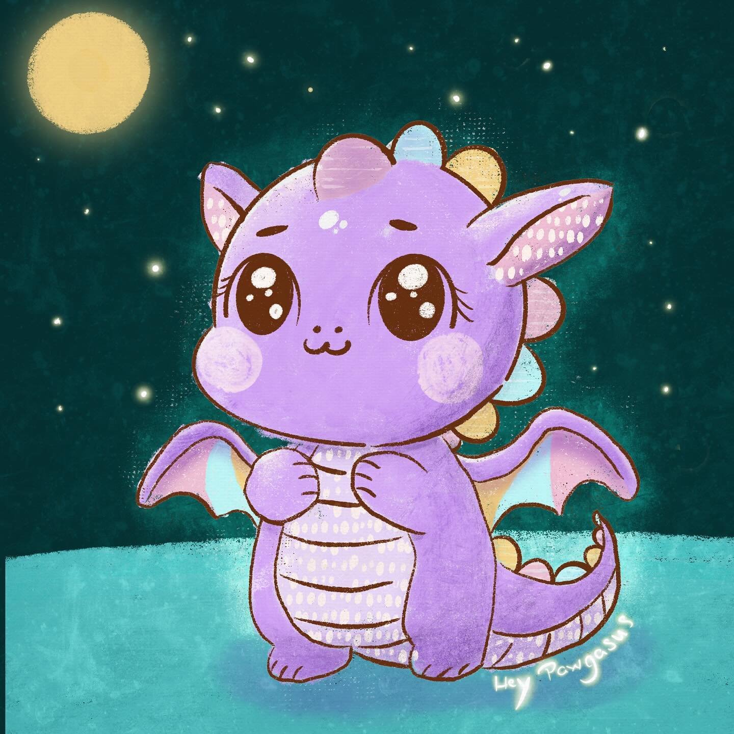 Joining in the #magicalmay2024 with a magical starry night. 

This little dragon is inspired by a #drawithme in the #kawaiidrawingclub by @tatyanadeniz 

Thanks to the lovely hosts of Magical May 2024:
@nebulala.art
@bears.affirmations
@mpusdraw
@igg