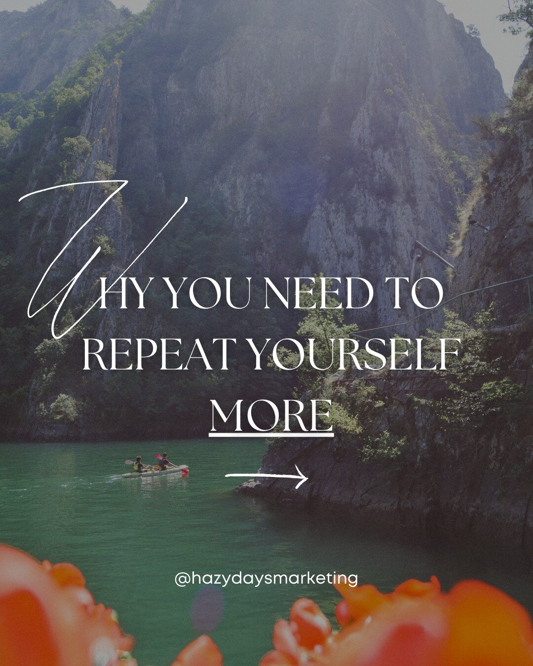 Let's talk about REPEATING yourself ✨

Repetition makes you memorable. It also increases sales and builds trust.

Plus, it means you get to repurpose that epic content that you created last week.

Swipe to learn more 🧠✍️