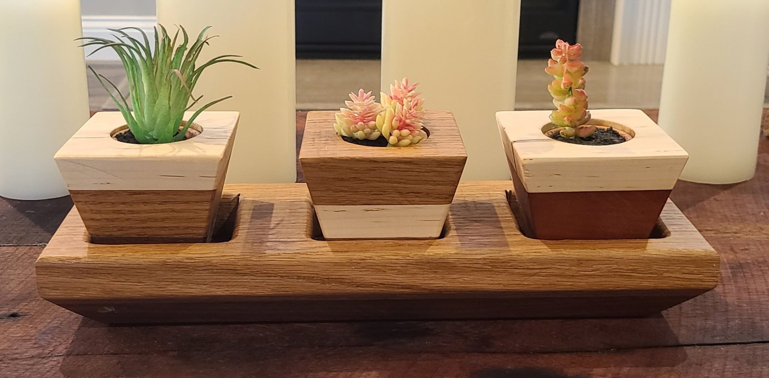 square ceramic flower pots Tall Square Cube Blue Planter – Big Grass main image 0