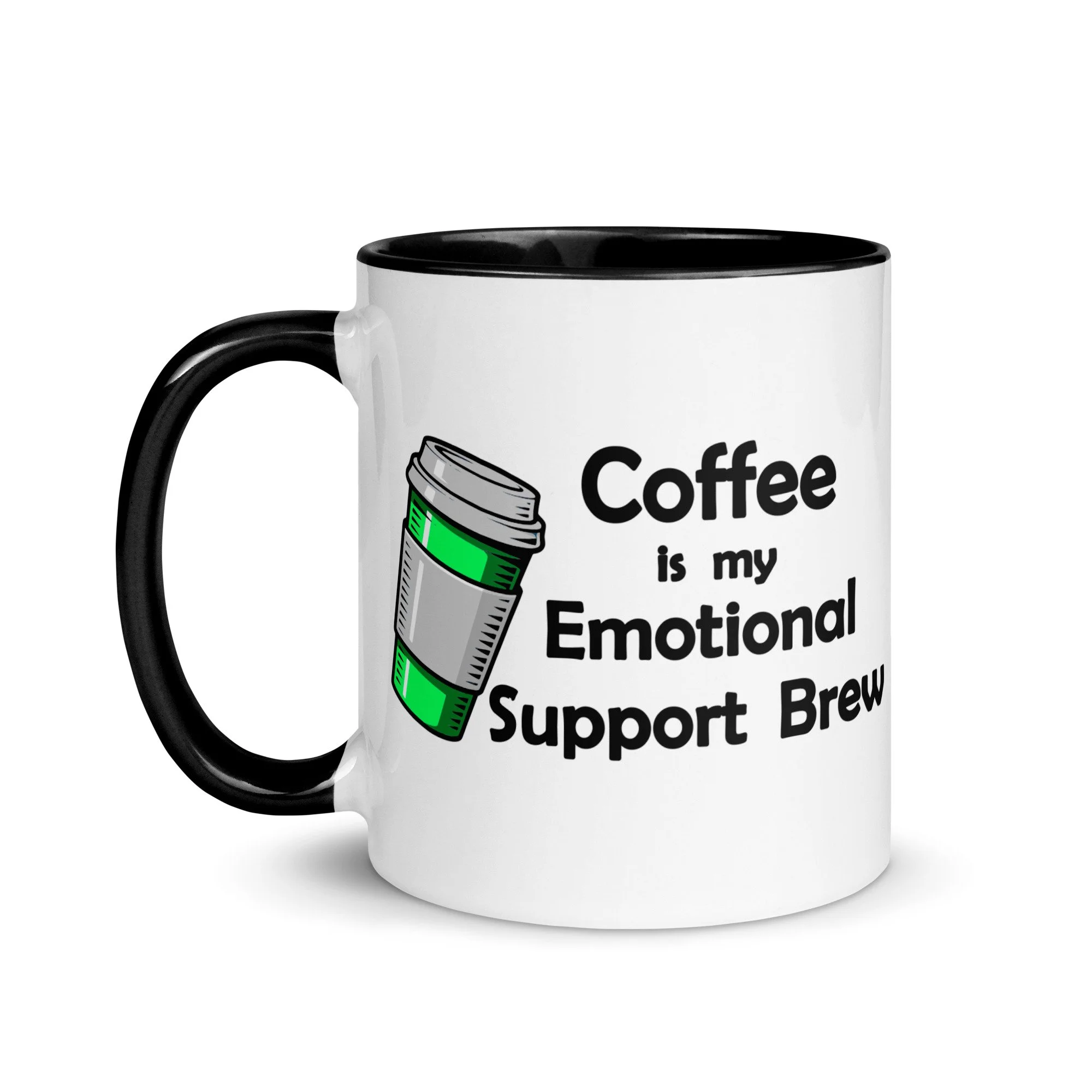 Coffee is my Emotional Support Brew Accent Color Mug