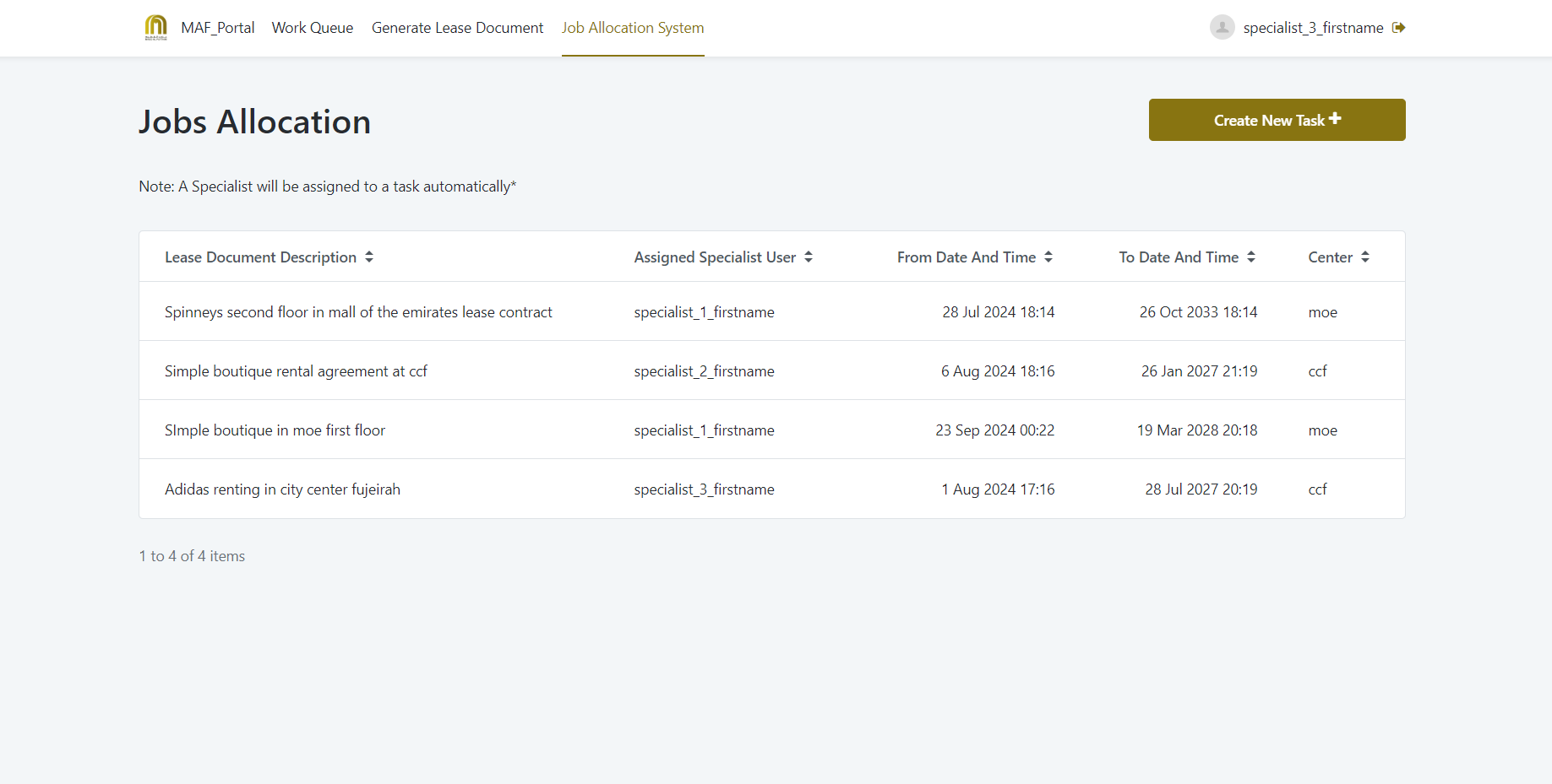 Original 'Job Allocations' Page