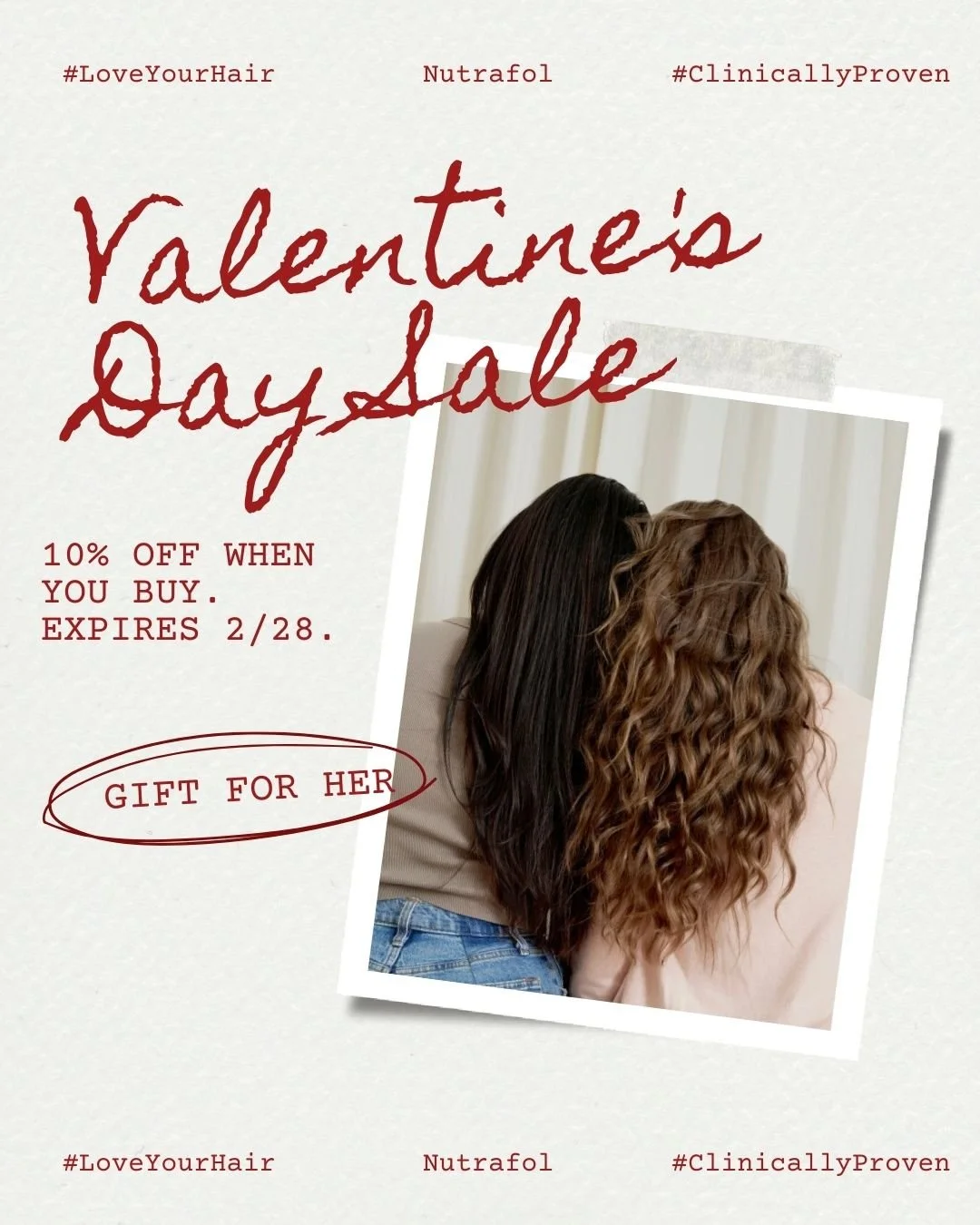 Valentine's Day Sale! ❤️🩷

Still in need of a gift for your loved one? Gift the gift of fuller hair! Get 10% off all Nutrafol products. Now selling for both men AND women. 

Stop by or contact us at 620-872-7675 to purchase! 

#NutrafolPartner #love