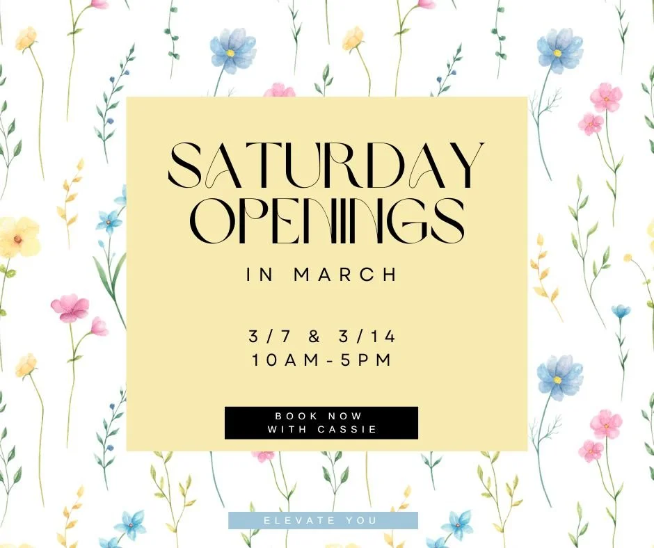 Saturday openings in March! 🩷✨

Cassie is open for booking THIS SATURDAY 3/7 &amp; 3/14. Openings from 10am-5pm. A wide variety of services available for booking! 

All facials 20 % OFF this month! 

Call or text 620-872-7675 or book online at: 
htt