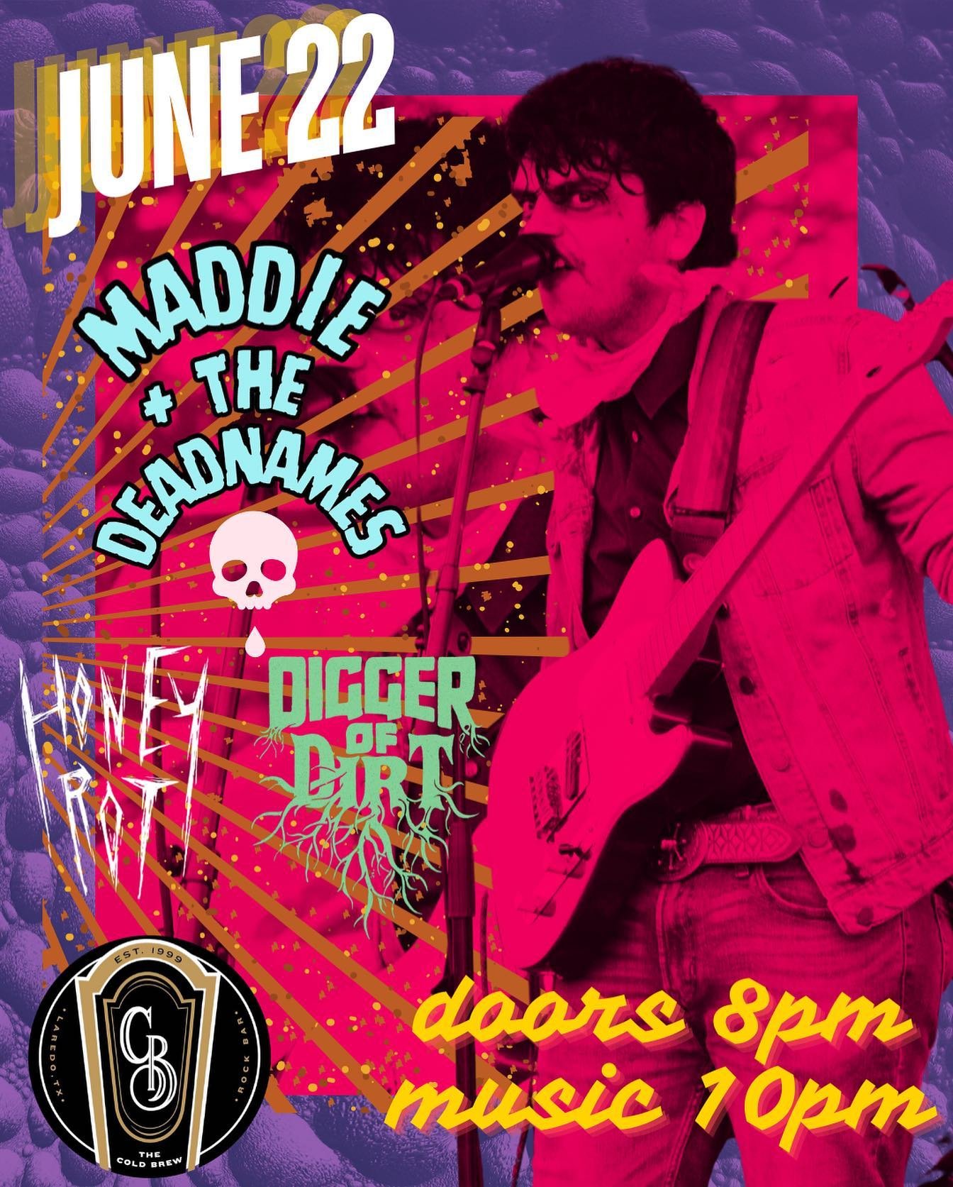 Stacked lineup for our return to @thecoldbrewlaredo 🤩 See y&rsquo;all June 22nd supporting @digger_of_dirt and @maddieandthedeadnames 💋💋💋
📸: @gerardocadenaa 
#laredo #puro956 #livemusic #rockenespa&ntilde;ol #pxndx #greenday #mcr #nuevolaredo #d