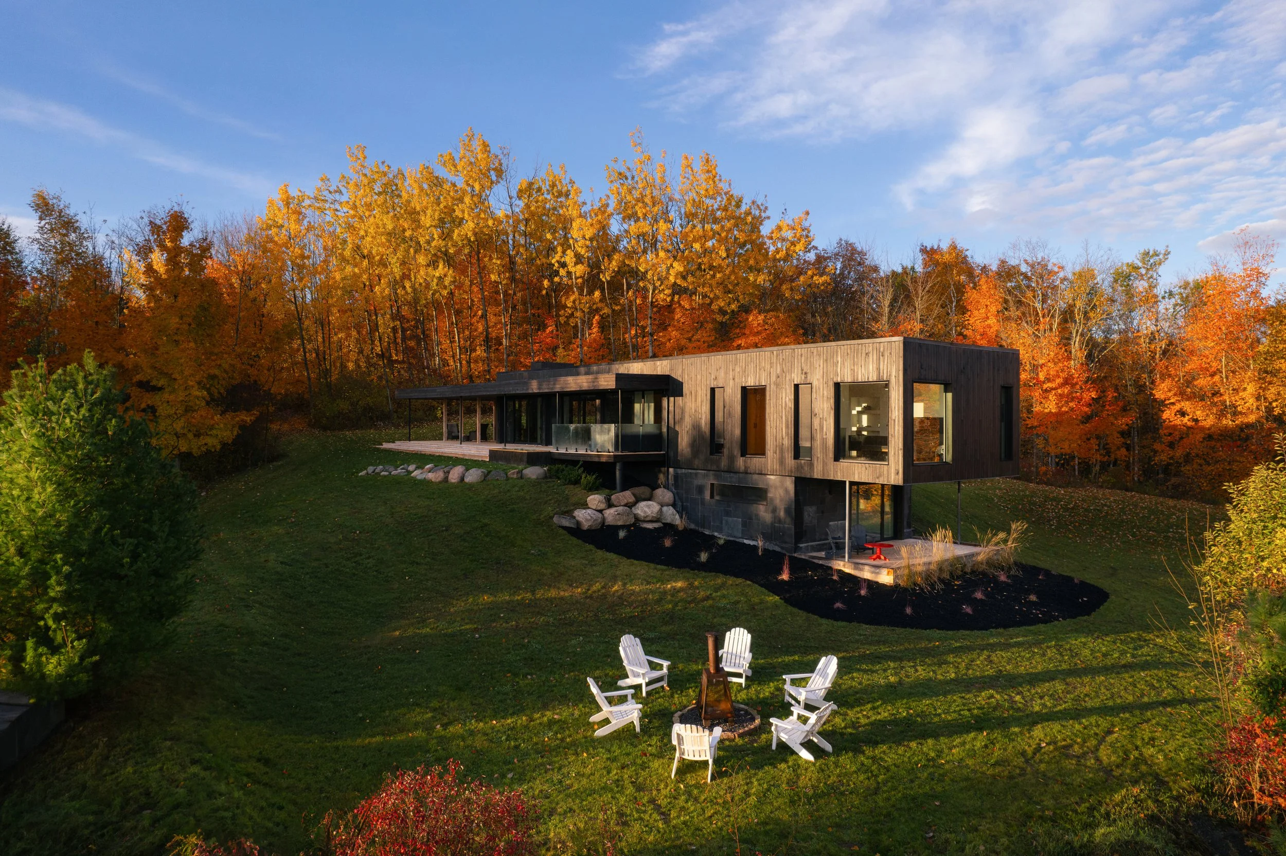 Exterior wide shot of modern house