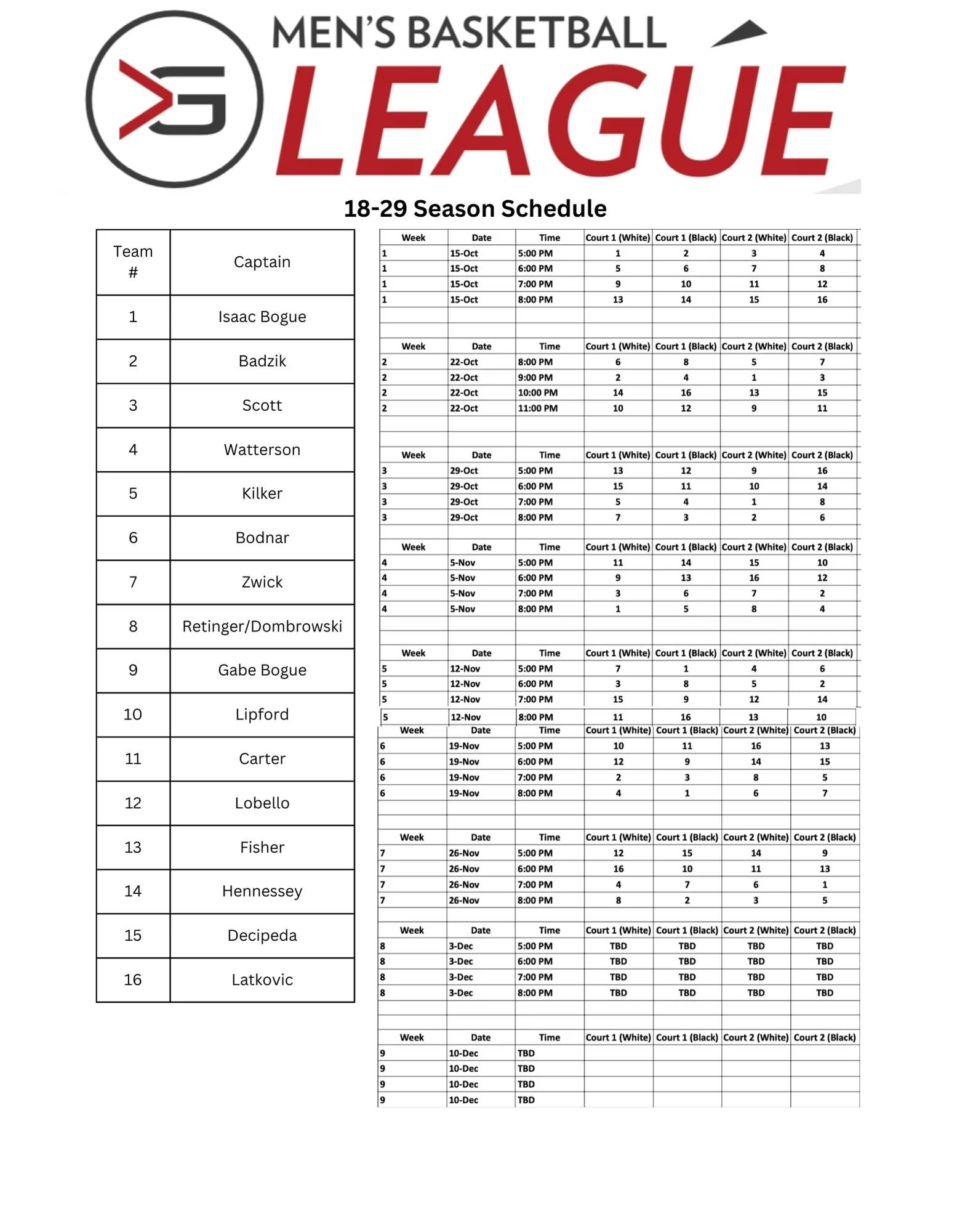 18-29 League — Grace Mens Basketball League
