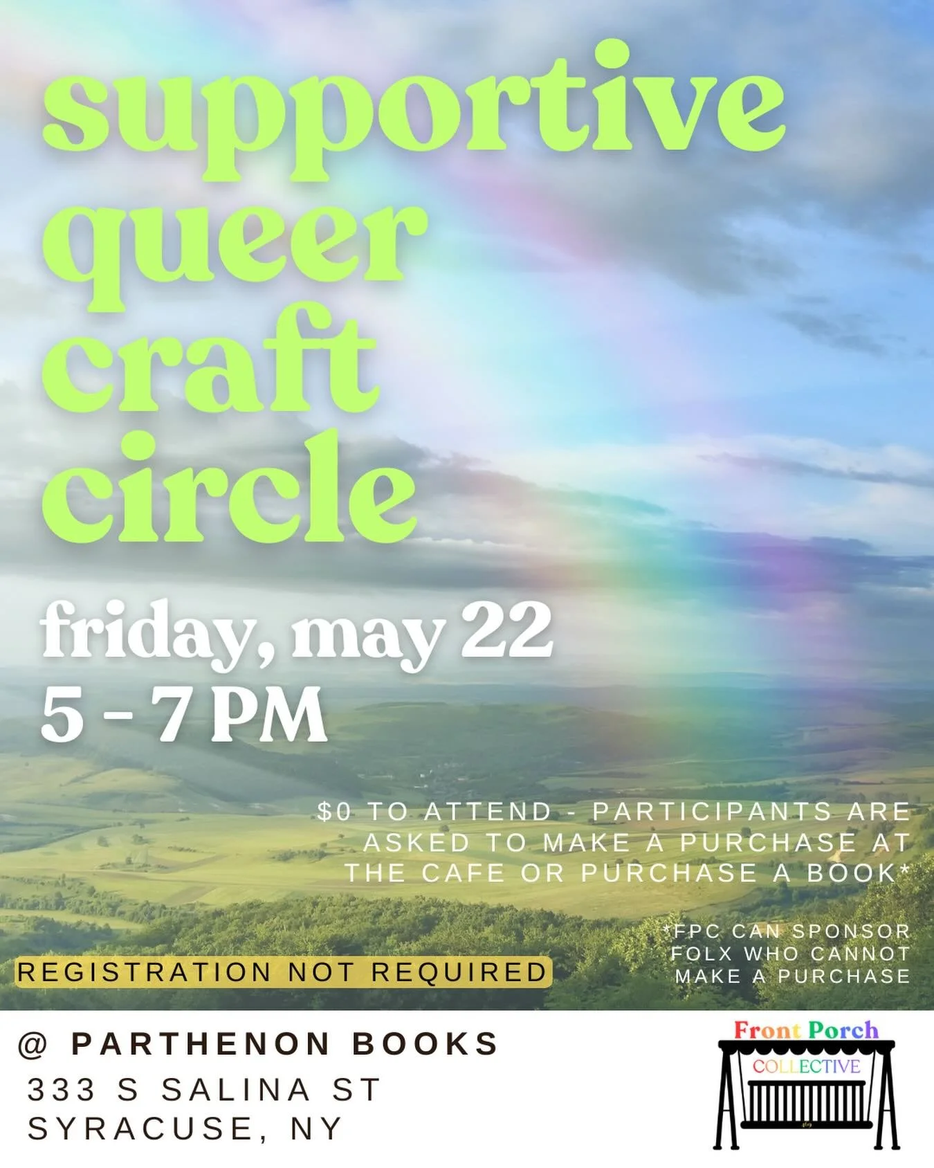 THIS FRIDAY!!! Join us for the last Craft Circle before June and meet new folx to attend Pride Month events with this year 🏳️&zwj;🌈🏳️&zwj;⚧️ If you were looking to build community here in CNY, we&rsquo;ve got space for you 🫶

Note: Craft Circle i
