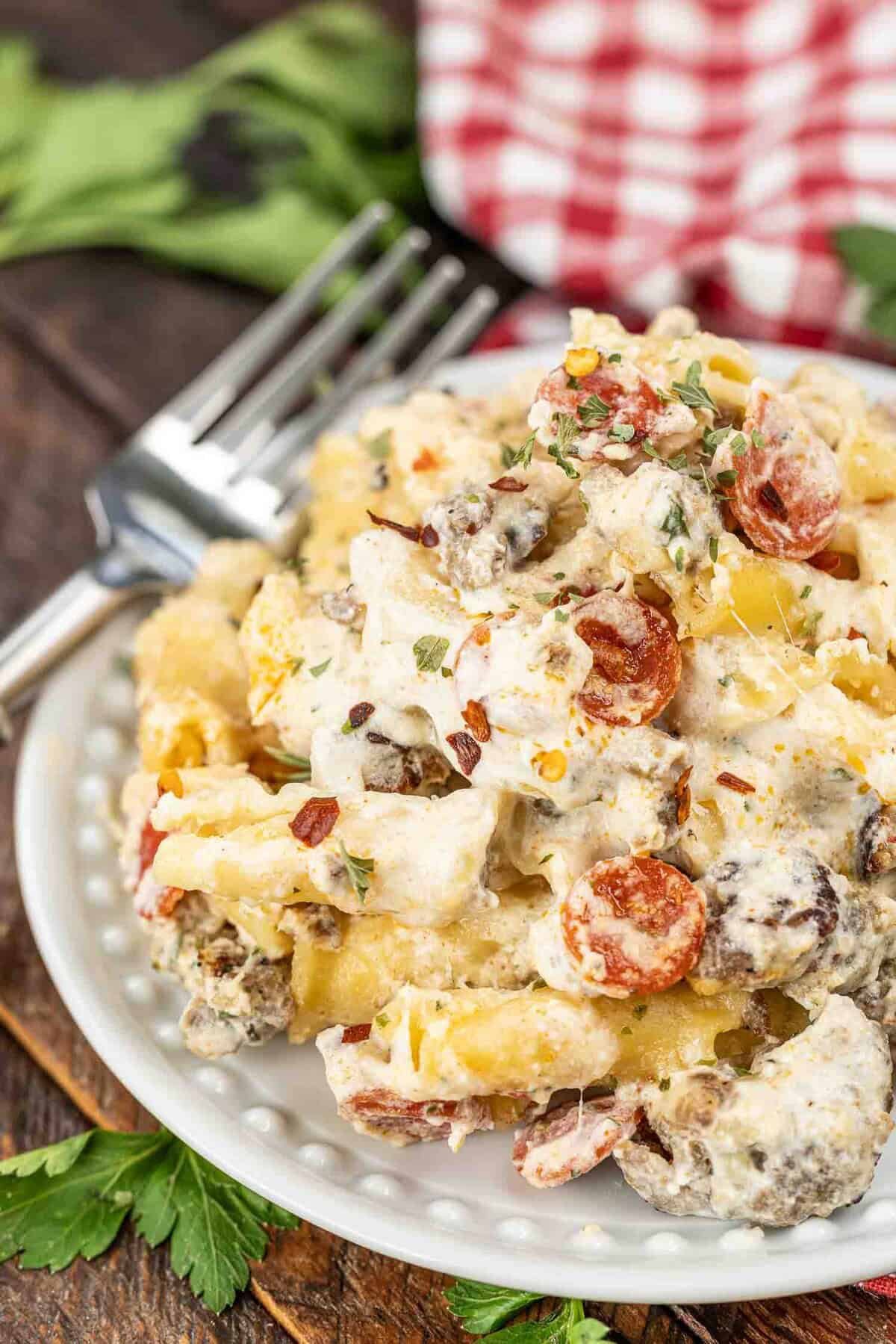 Small White Pizza Pasta Bake