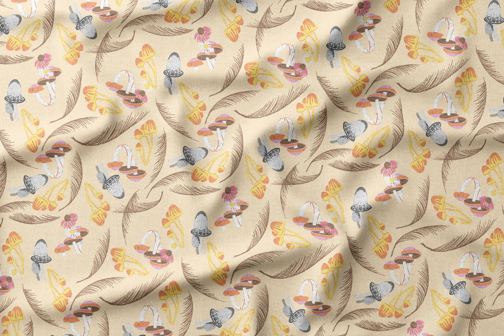 Cozy Mountain Cabin Wildlife
Colorway: 07 (Colorful Dancing Mushrooms on Cream)
