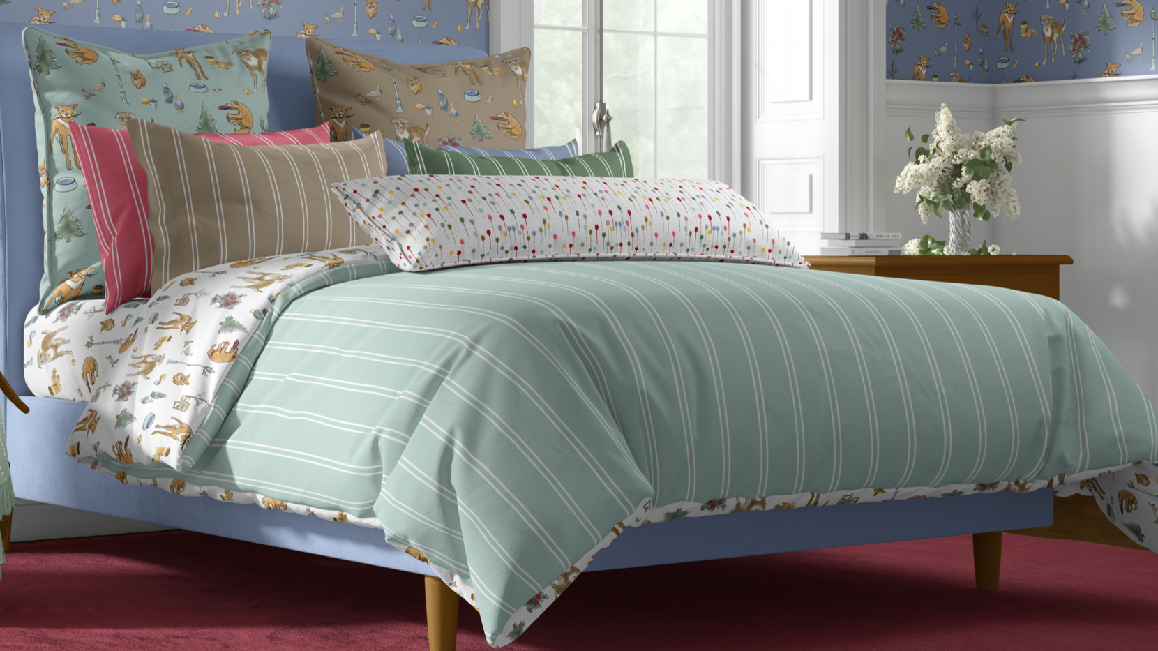 Coffee in the Park with Dogs
Colorways: 05 (on Aqua) and 06 (on Mocha)