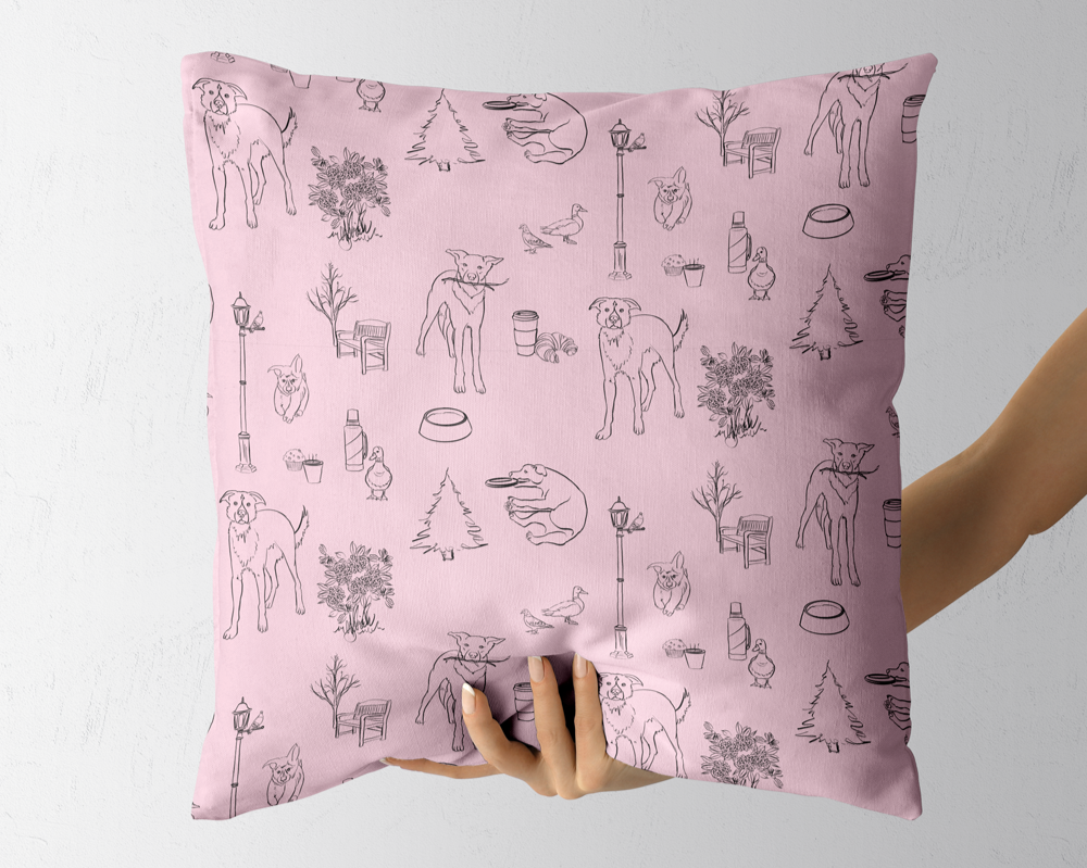 Coffee in the Park with Dogs
Colorway: 10 (on Soft Pink)