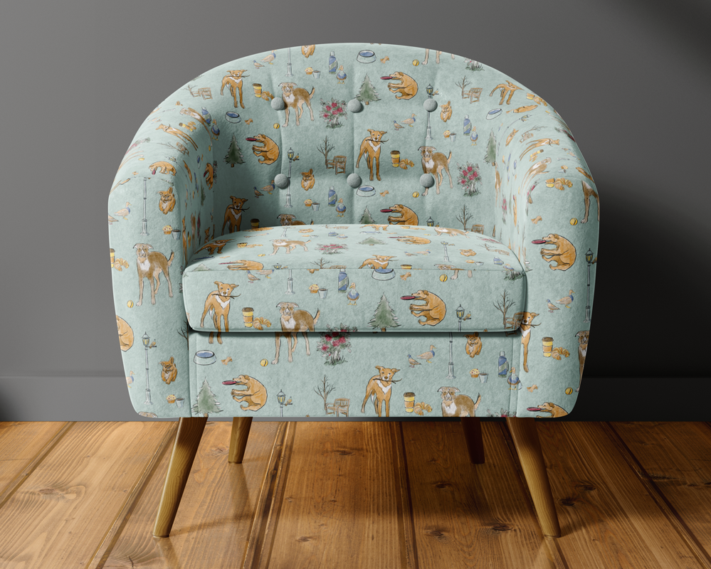 Coffee in the Park with Dogs
Colorway: 05 (on Aqua)