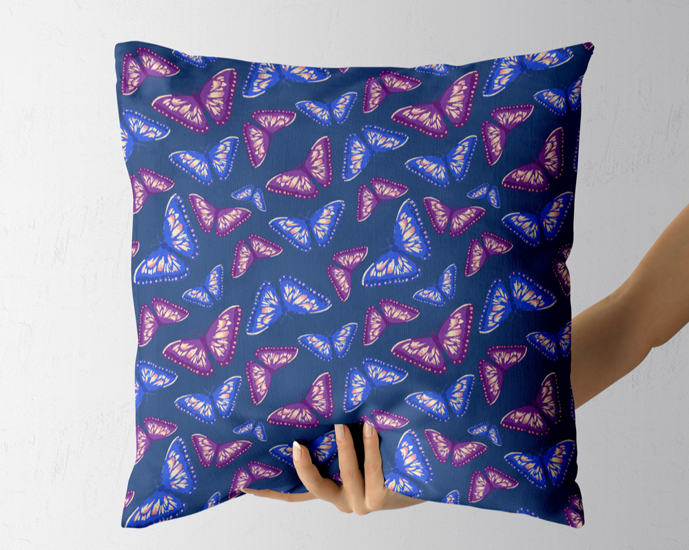 Cozy Mountain Cabin Wildlife
Colorway: 15 (Butterflies on Dark Blue)