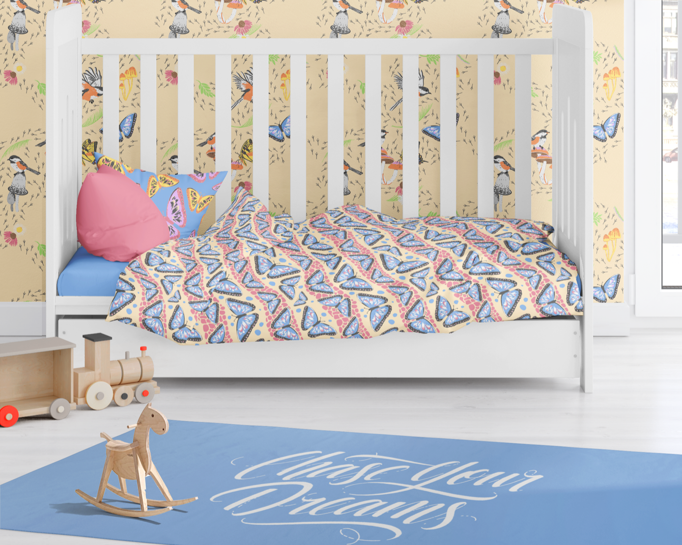 Cozy Mountain Cabin Wildlife
Colorway: 16 (Butterflies & Pebbles on Cream)