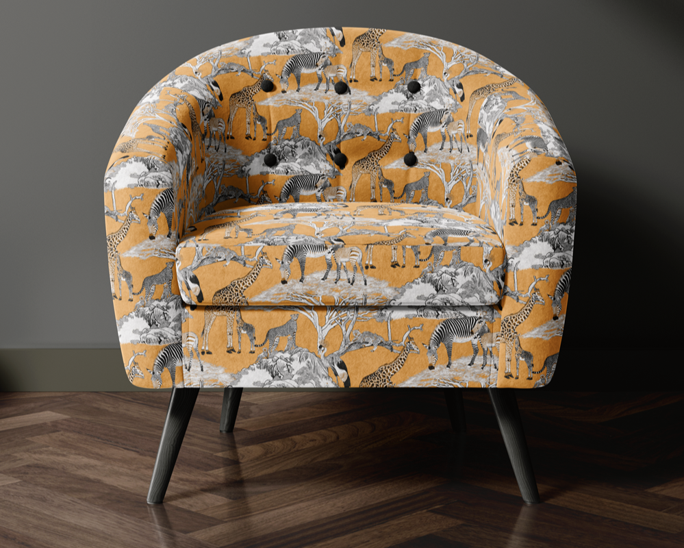 Serengeti Wildlife Families
Colorway: 26 (Color Block on Orange)