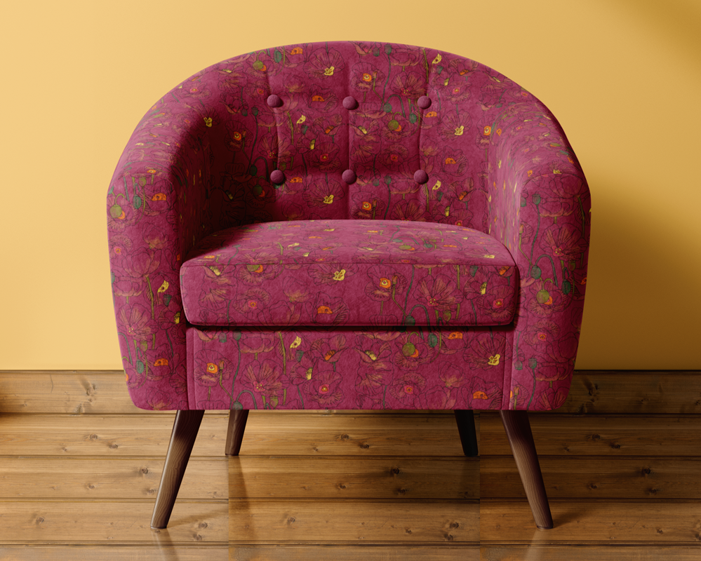 Watercolor Poppies
Colorway: 05 (on Crimson Cherry)