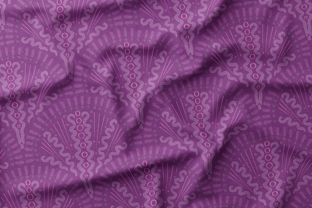 #14 Hand-drawn Paintbrush Scallops in Purples and Pinks on Plum