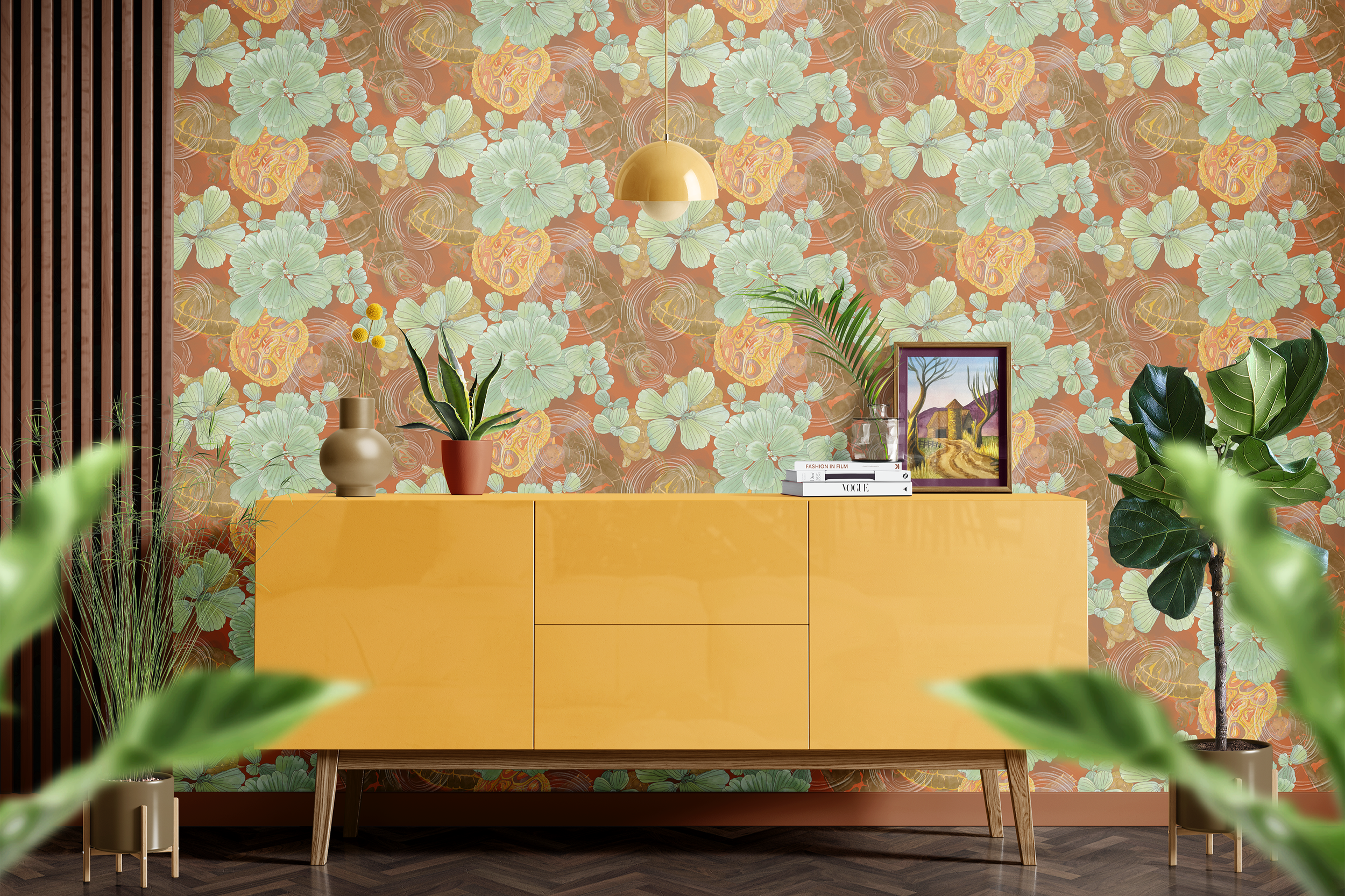 Kame Zenshin Saffron Aluminium Metal Print glossy