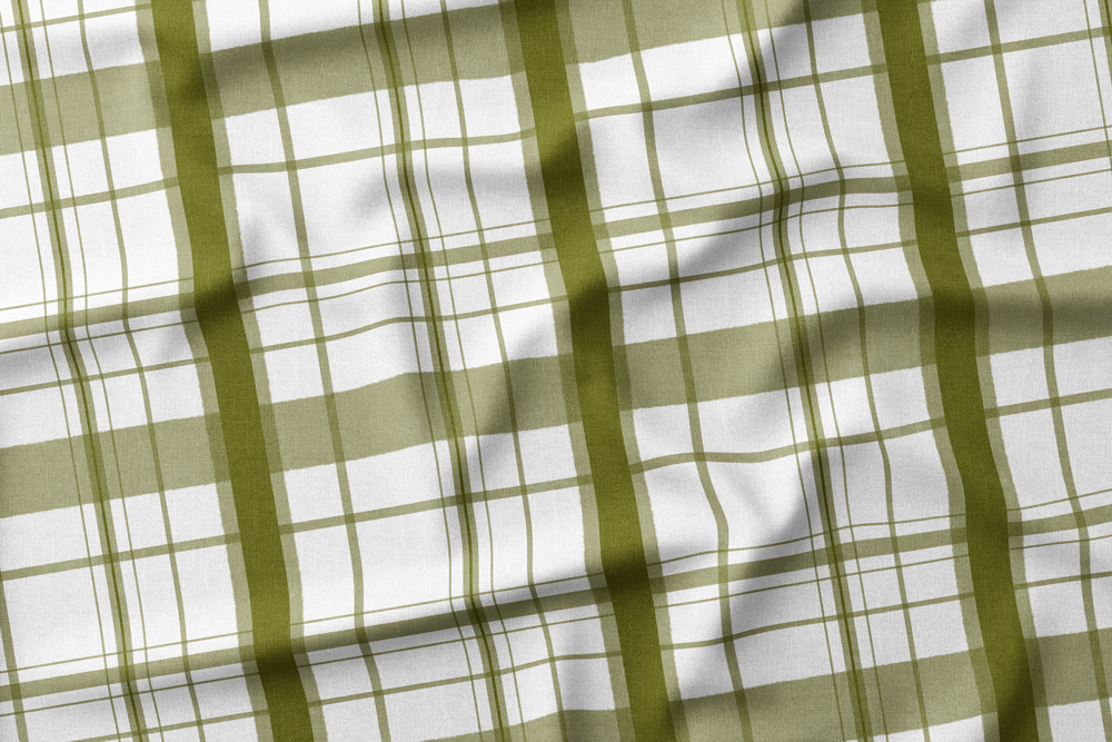 Plaid EF-IBBV-02 Olive Green on White