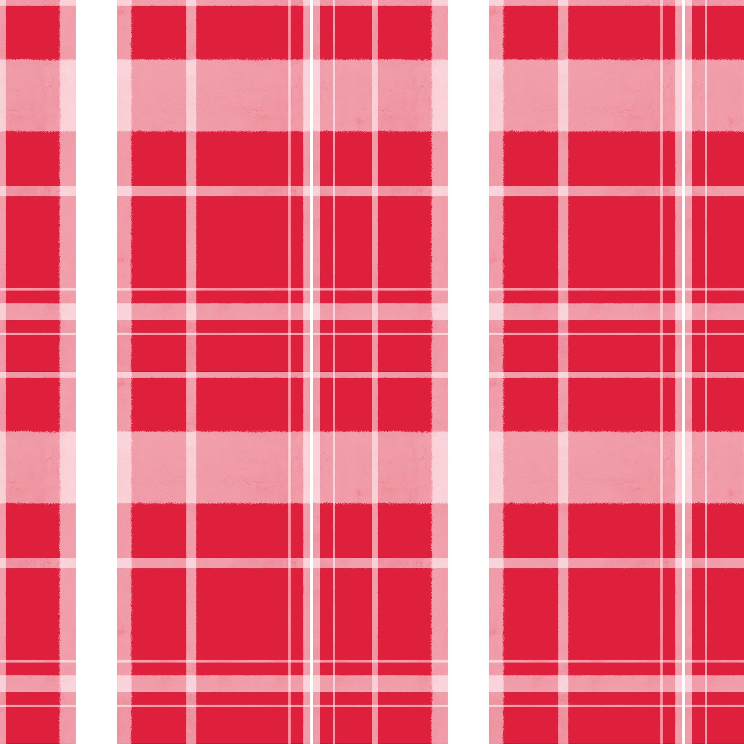 Red and pink plaid pattern with varying line thicknesses.
