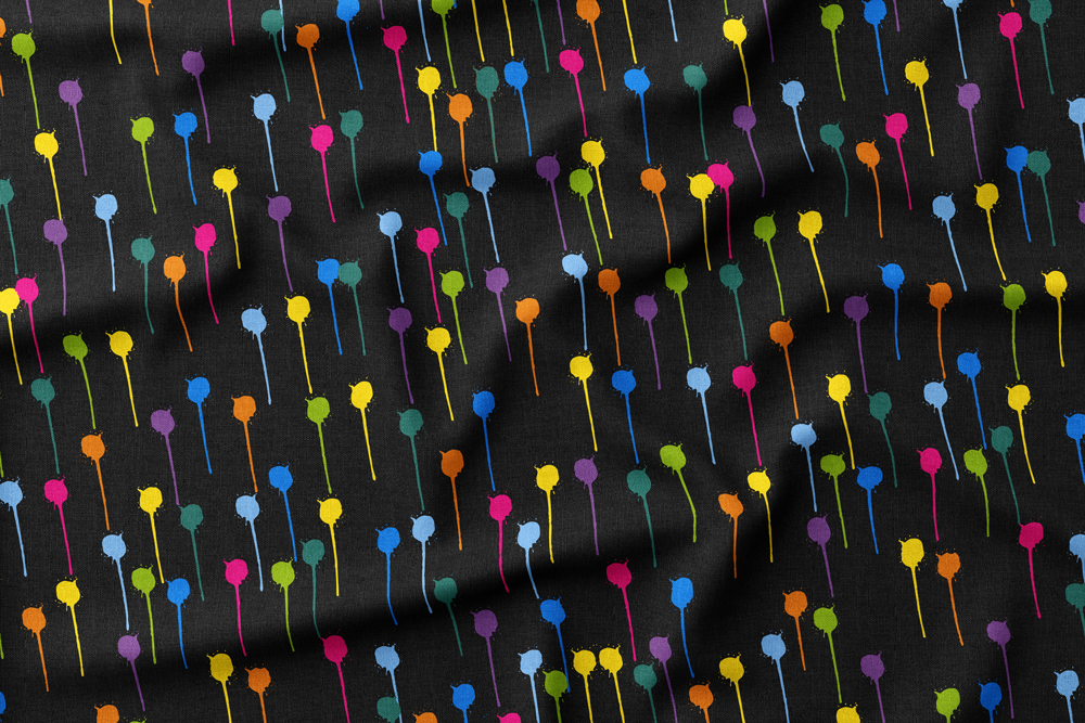 #13 Dripping Paint Drops in 60s Retro Colors on Black