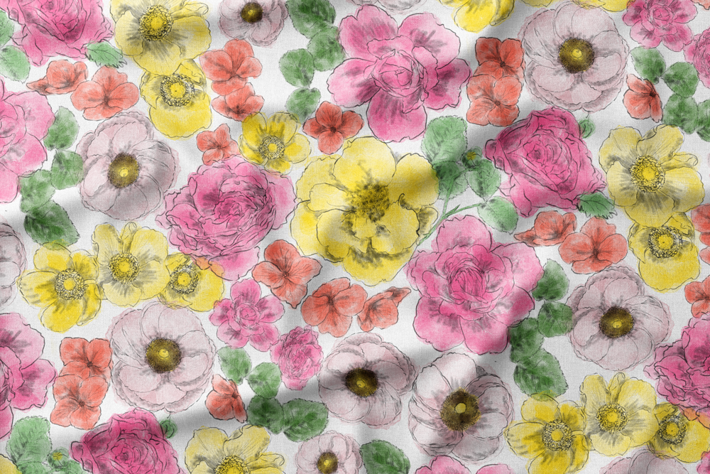 09 Bold & Loose Watercolor & Graphite Flowers (Large-scale)