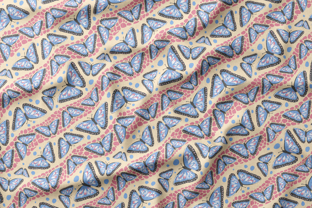 Cozy Mountain Cabin Wildlife
Colorway: 16 (Butterflies & Pebbles on Cream)